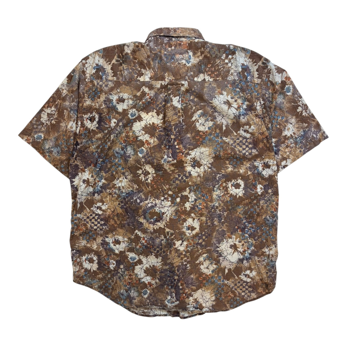 Vintage Christian Dior Floral Short Sleeve Button-Up Shirt Brown