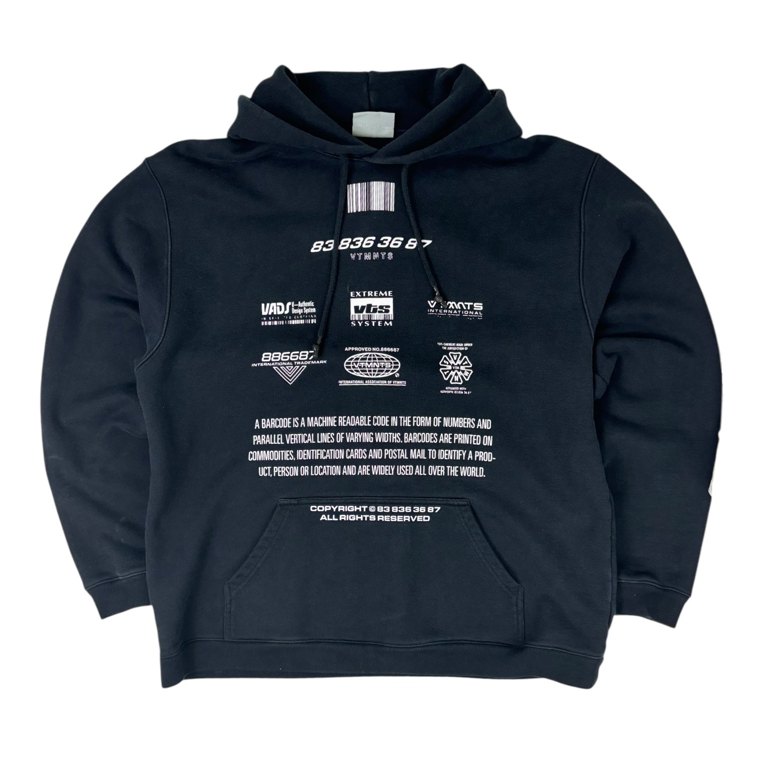 VTMNTS Movie Barcode Hoodie Black