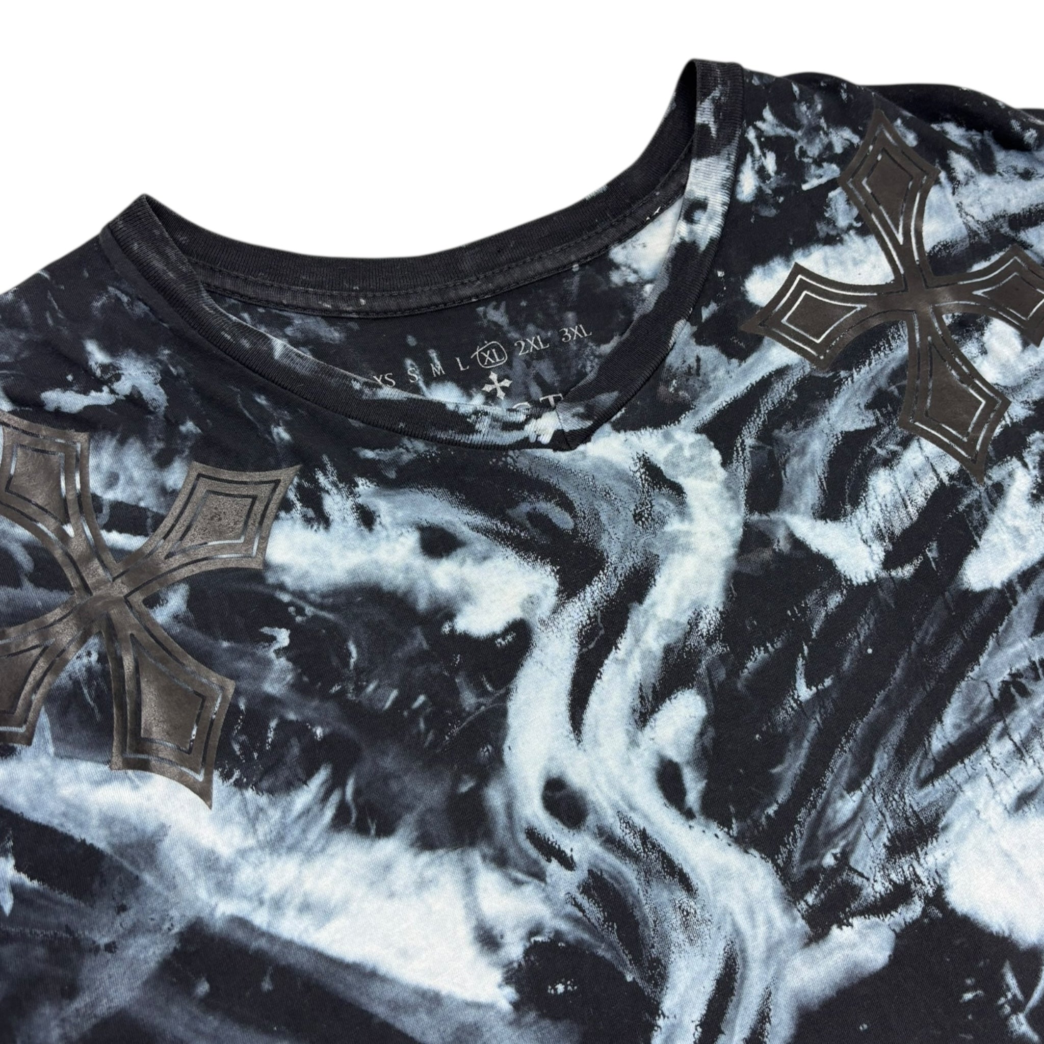 Vintage Y2K Affliction Winged Skull Tie Dye T-Shirt