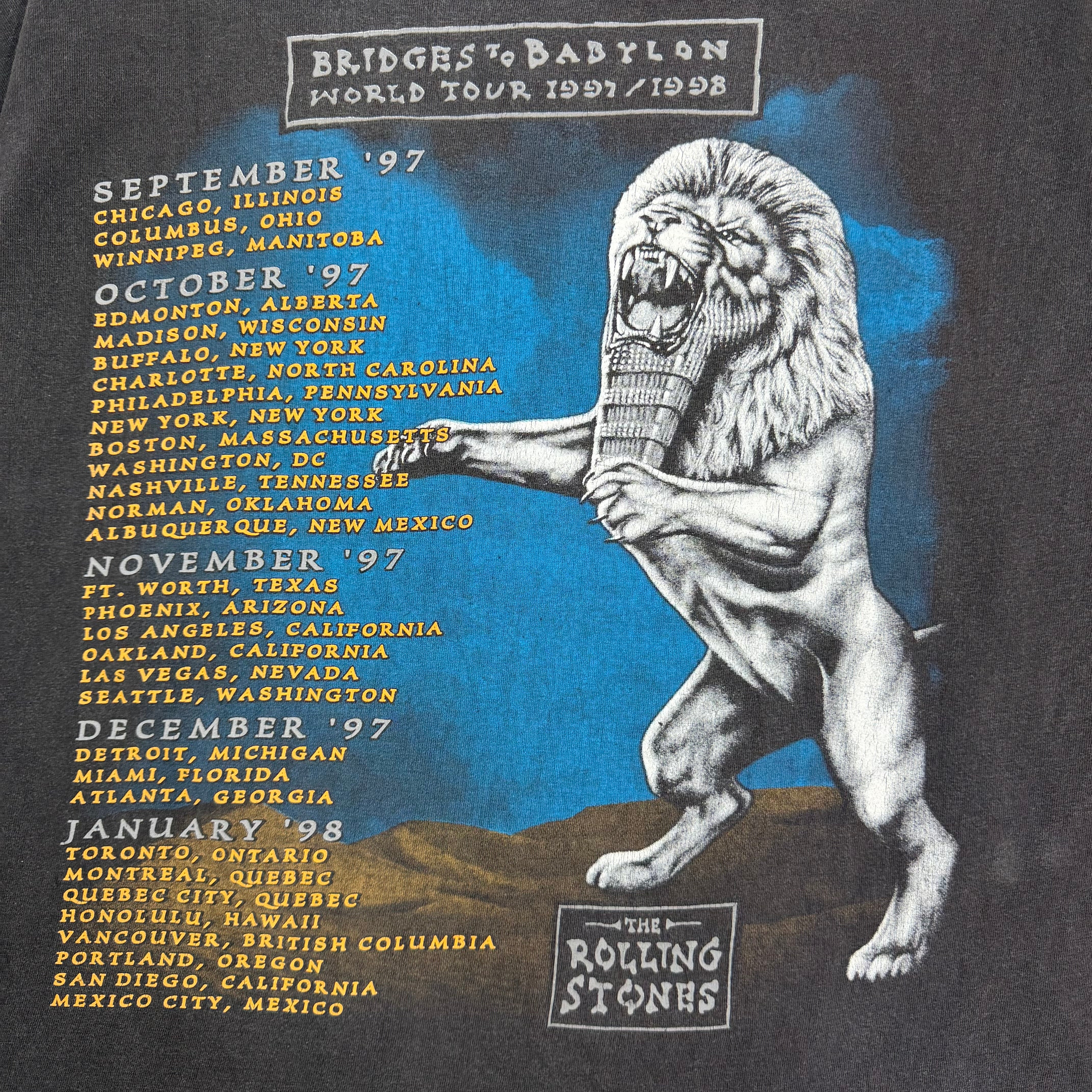 1997 The Rolling Stones Bridges To Babylon World Tour Tee Black