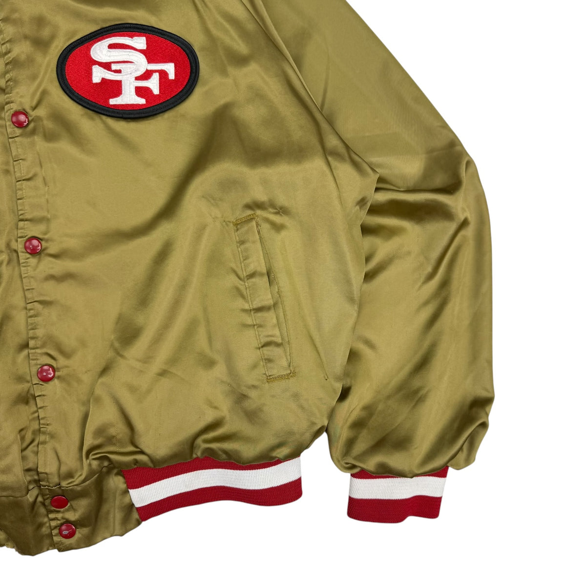 Vintage Chalk Line San Francisco 49ers Satin Bomber Jacket Gold