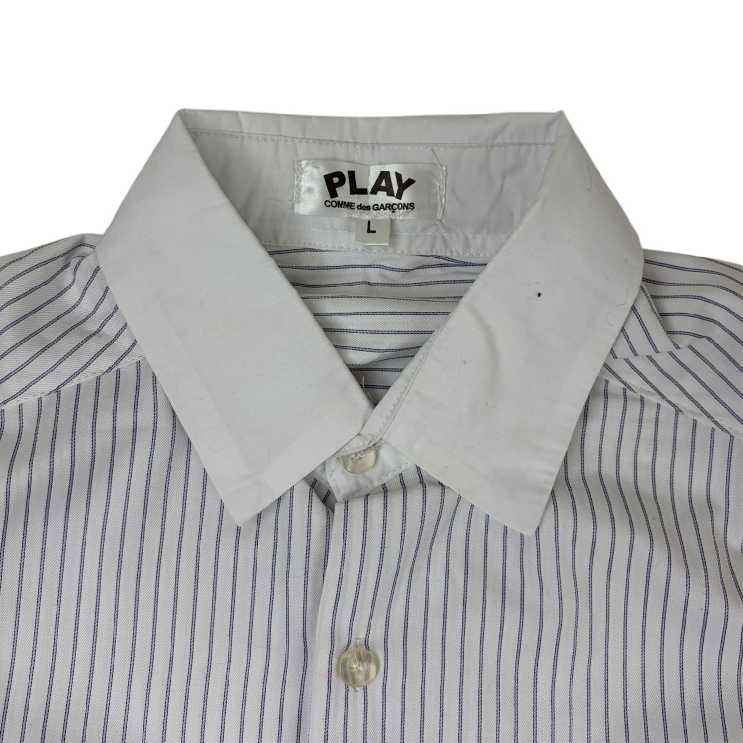 Comme Des Garçons PLAY Striped Button-Up Shirt White