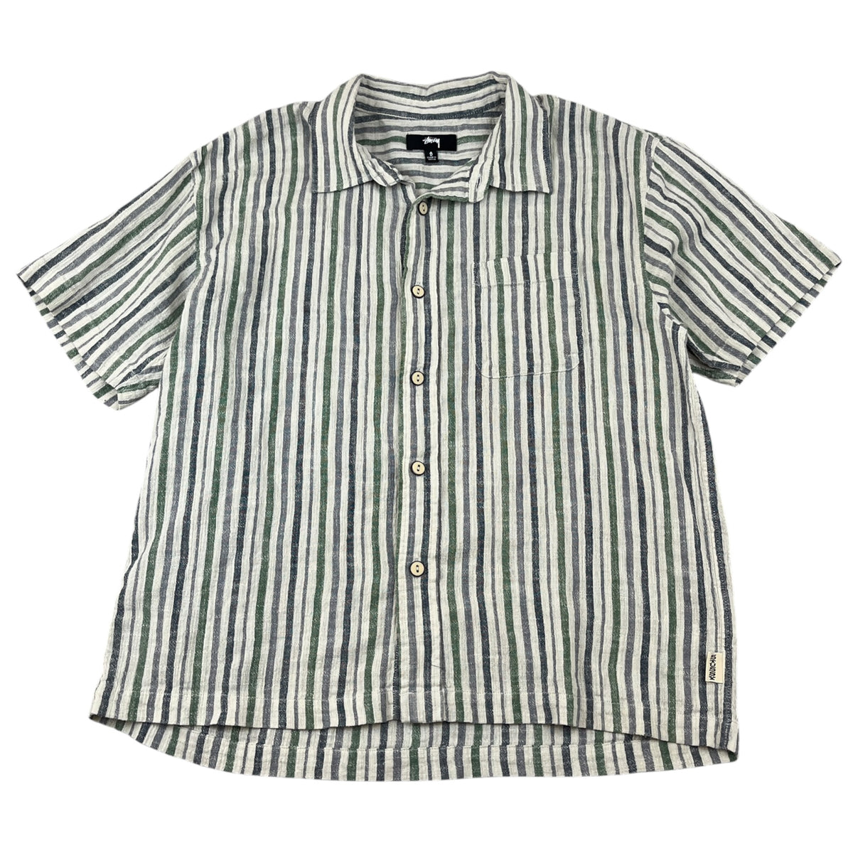 Stussy Wrinkly Cotton Gauze SS Shirt in Stripe