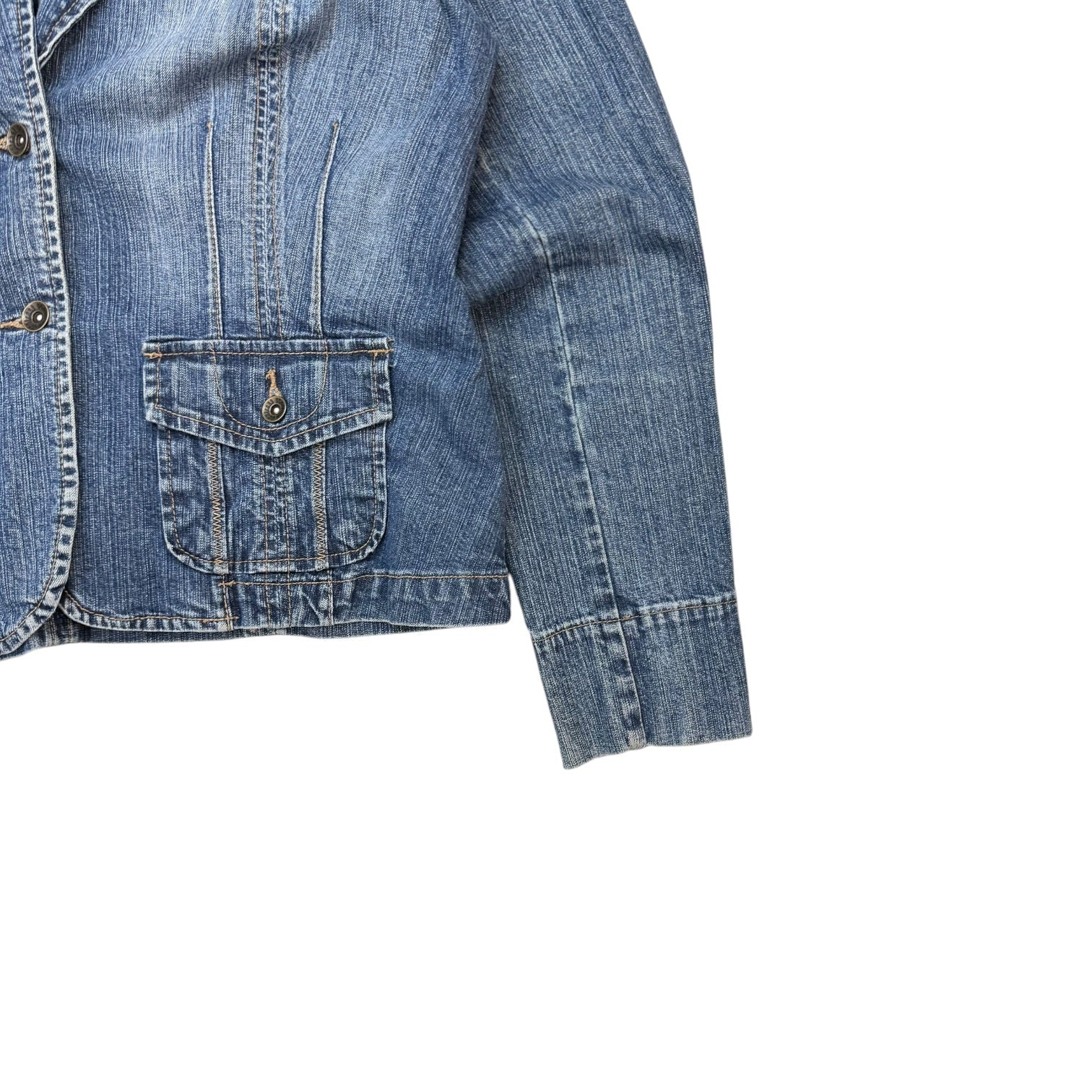 (W) Vintage Contrast Denim Jacket Medium Wash