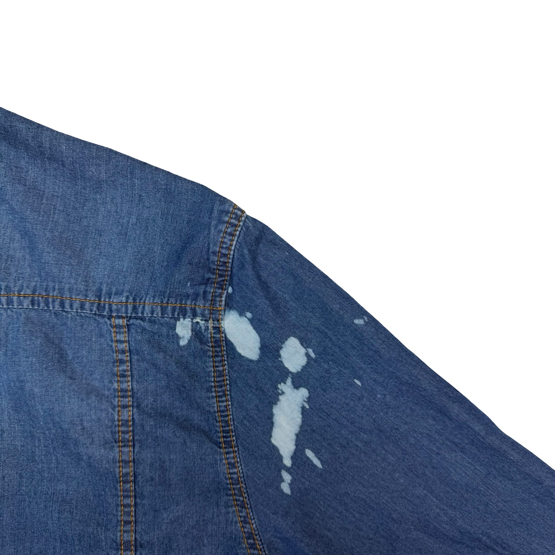 Dsquared2 Denim Patch Button Up Paint Splattered Shirt Blue