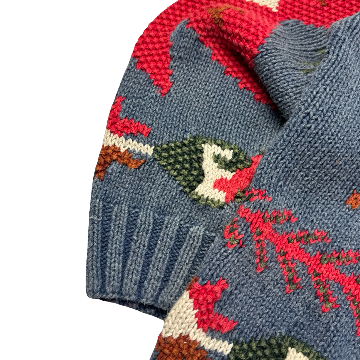 Vintage Western Aztec Pattern Heavy Knit Sweater Blue