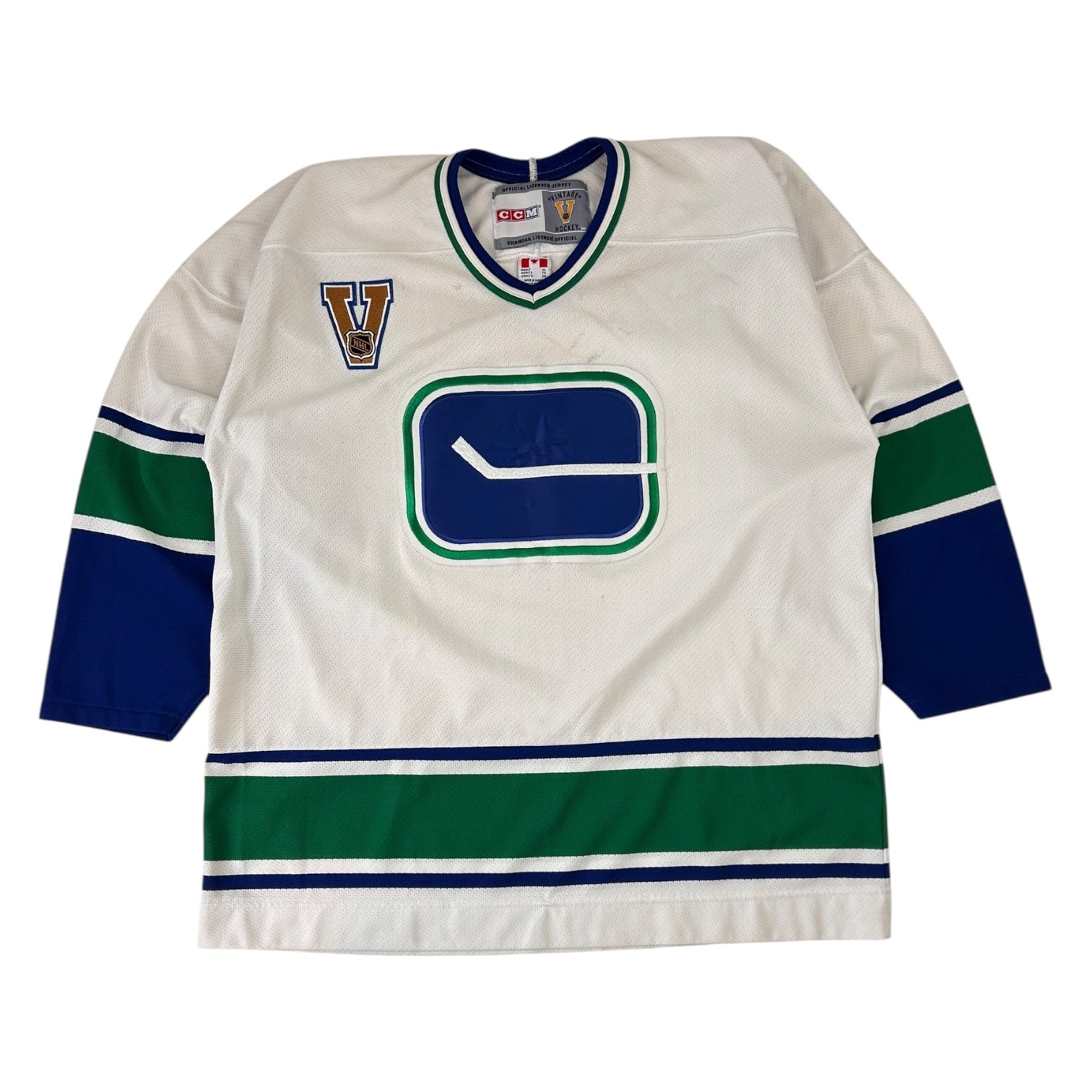 Vintage Vancouver Canucks White Stick Jersey White
