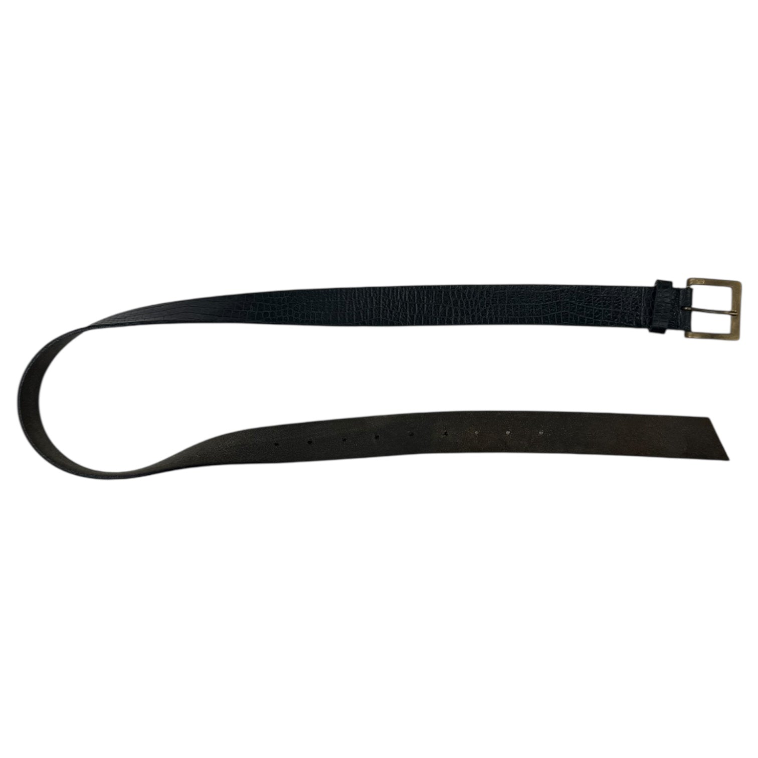 Junya Watanabe Crocodile Embossed Leather Belt Black