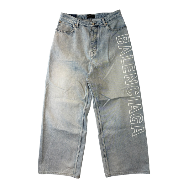 Balenciaga Baggy Outline Logo Denim Blue