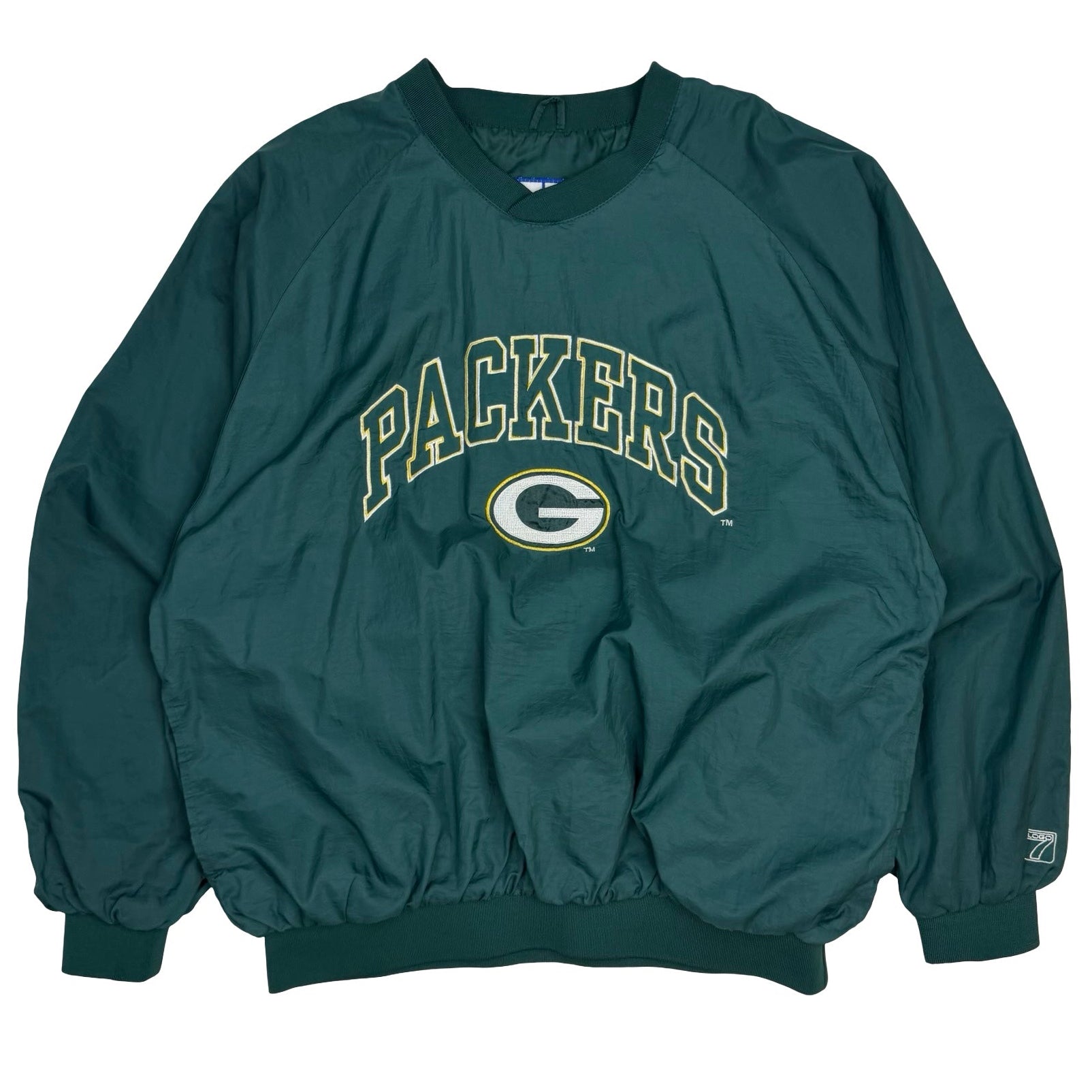 Vintage Green Bay Packers Pullover Logo 7 Windbreaker Green