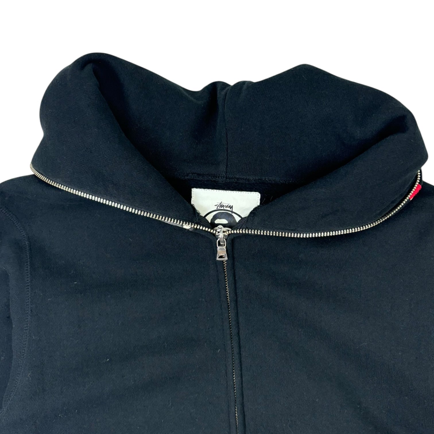 Stussy x BAPE Full-Zip Shark Face “Busy Works Still Kickin’ It!!” Hoodie Black
