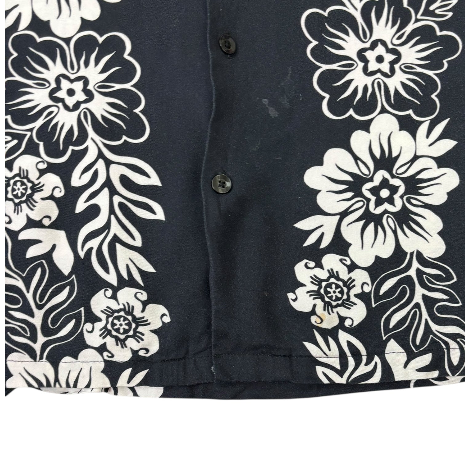 Stussy Hawaiian Patterned Button-Up T-Shirt Black