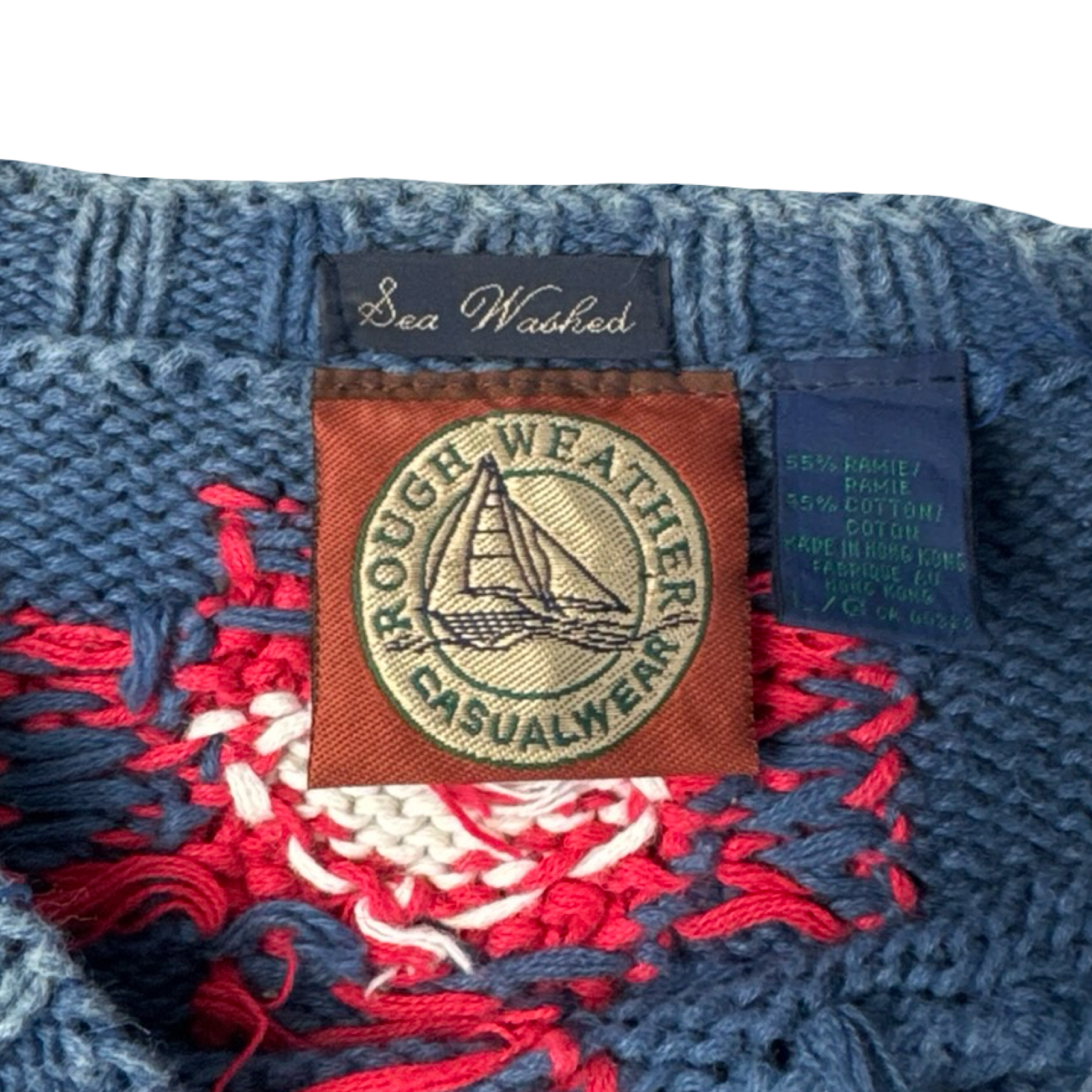 Vintage Western Aztec Pattern Heavy Knit Sweater Blue