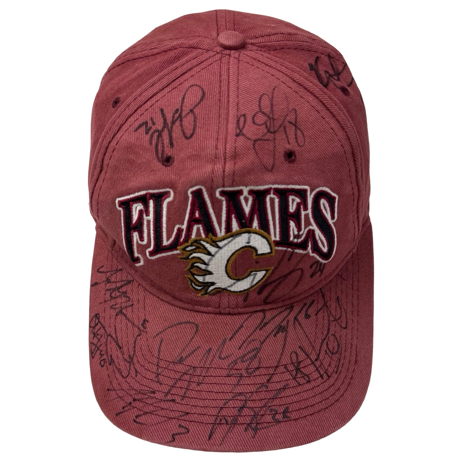 Vintage Starter Calgary Flames Signed Velcro Strap Back Hat