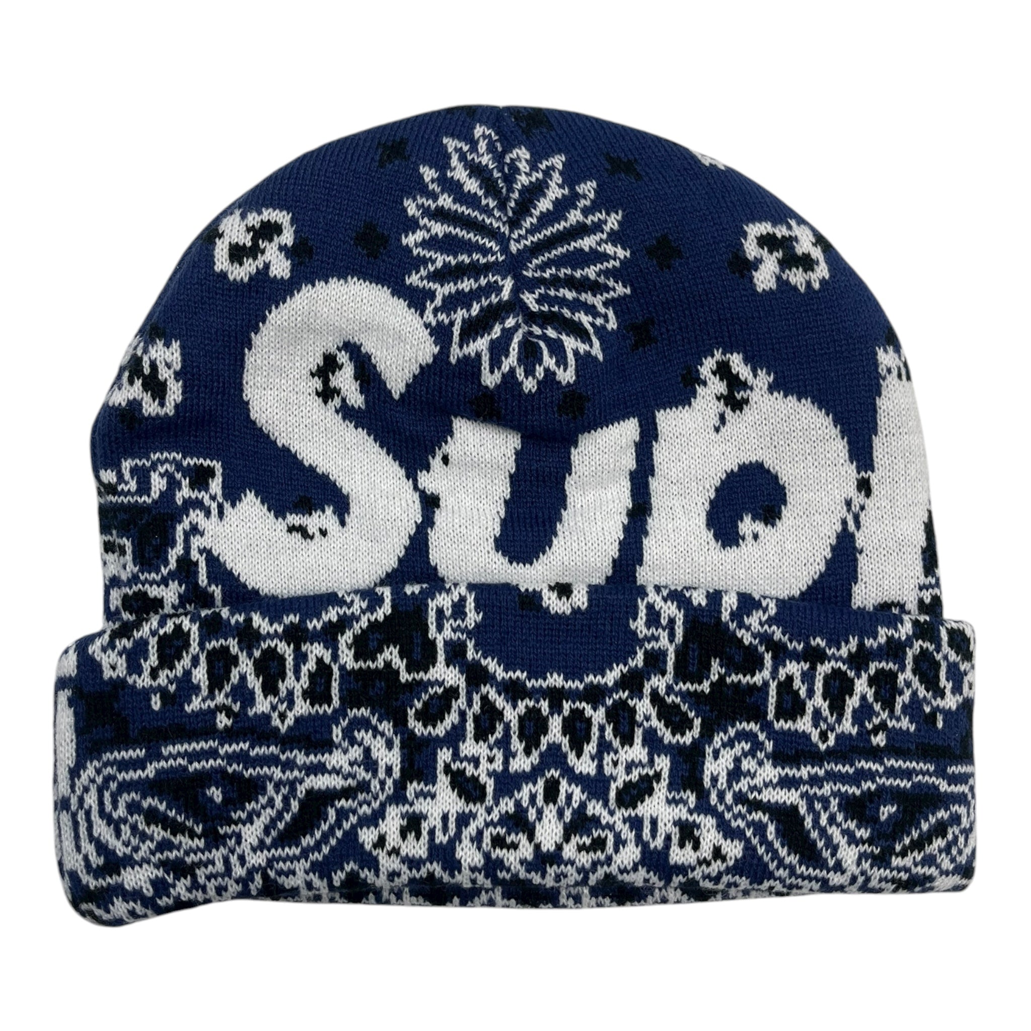 Supreme Bandana Big Logo Beanie Blue