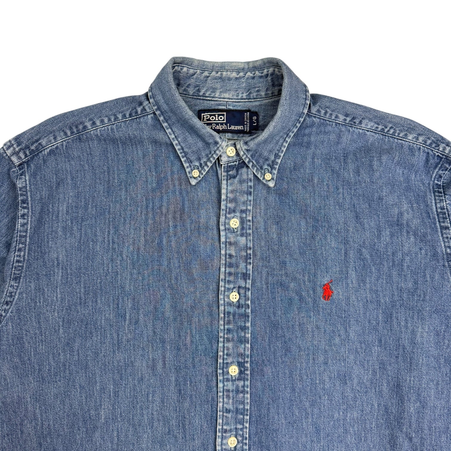 Vintage Polo Ralph Lauren Denim Button Up Shirt Medium Wash
