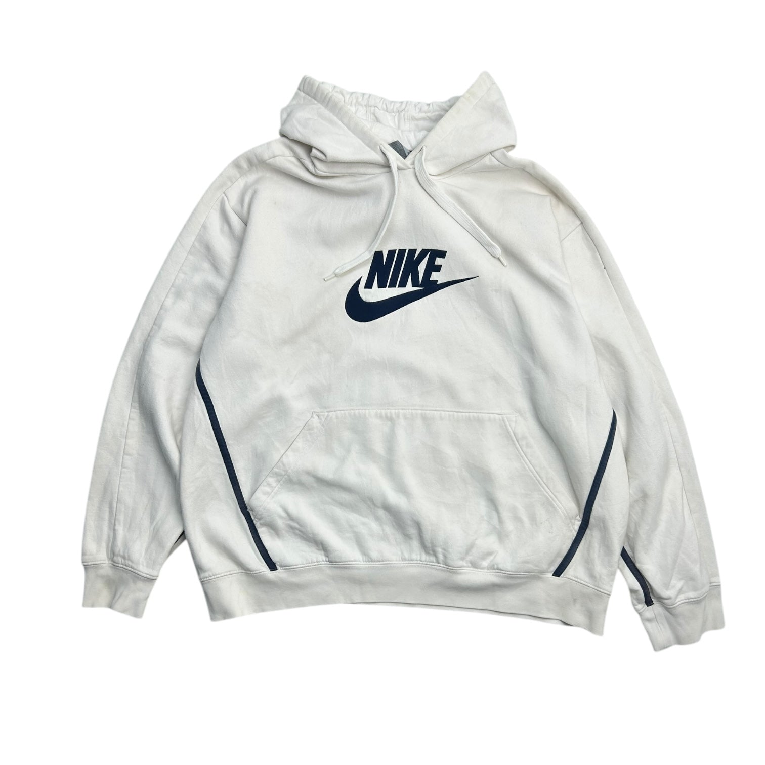 Vintage Nike Large Logo Spell Out Hoodie White/Navy