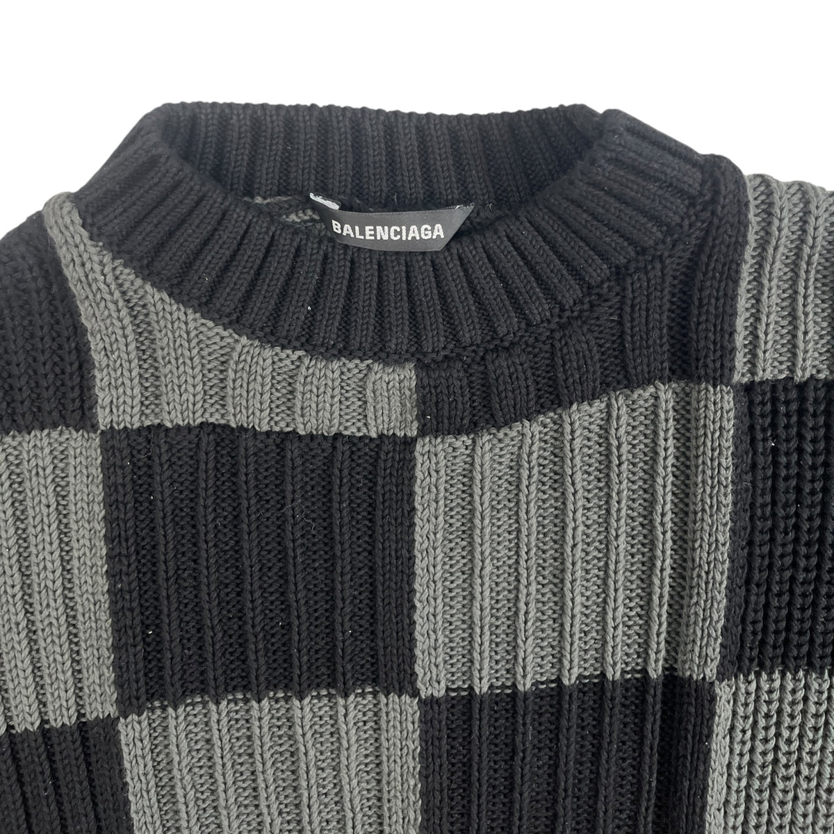 Balenciaga Checked Ribbed Cotton Sweater