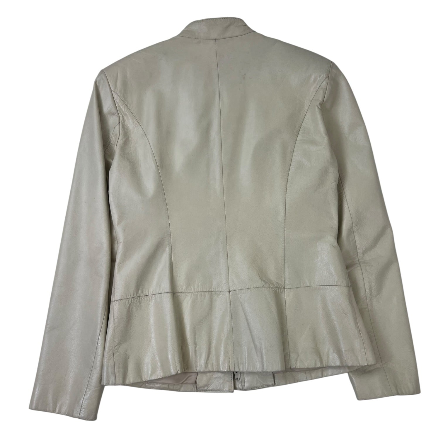 (W) Danier High Neck Leather Jacket White