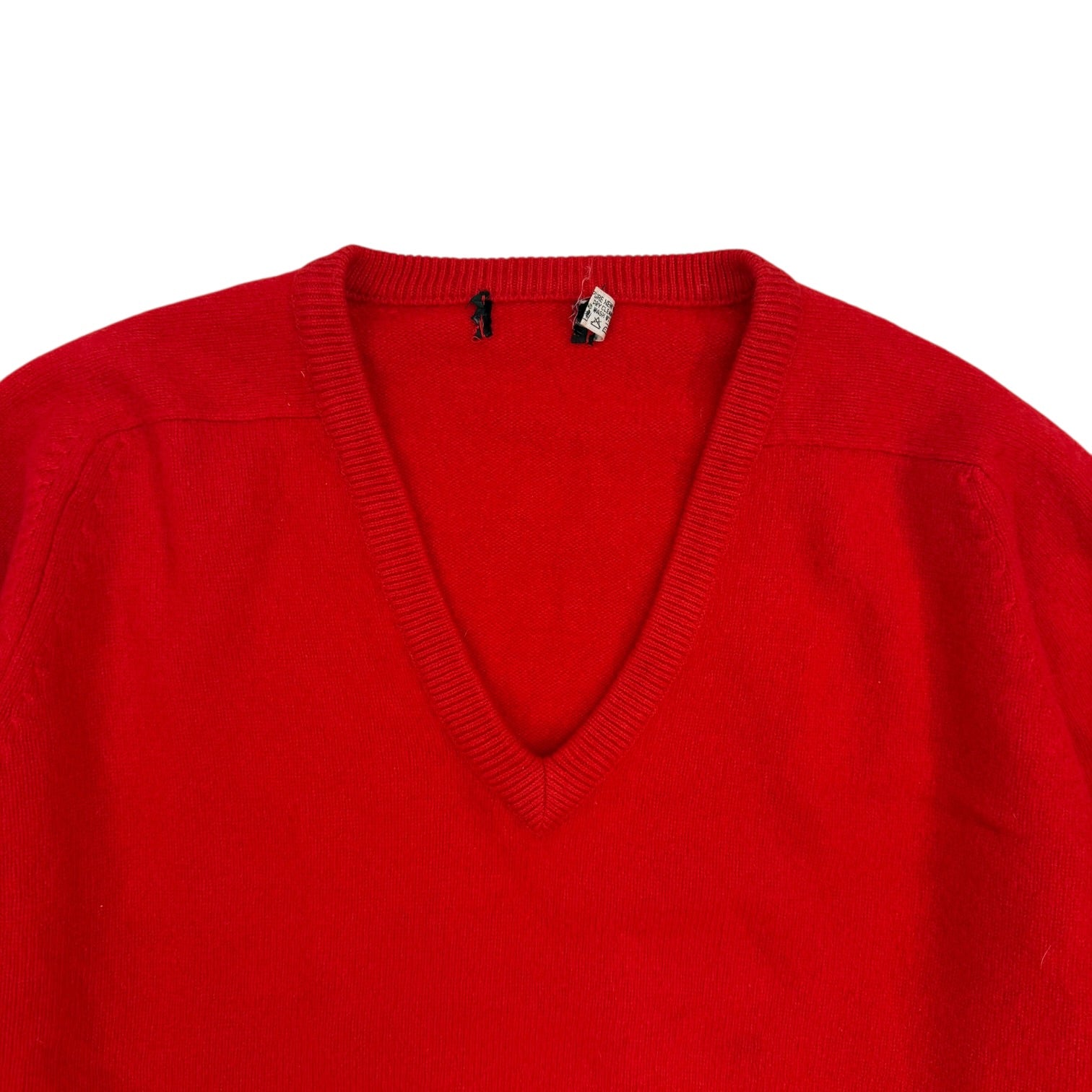 (W) Vintage V Neck Knit Sweater Red