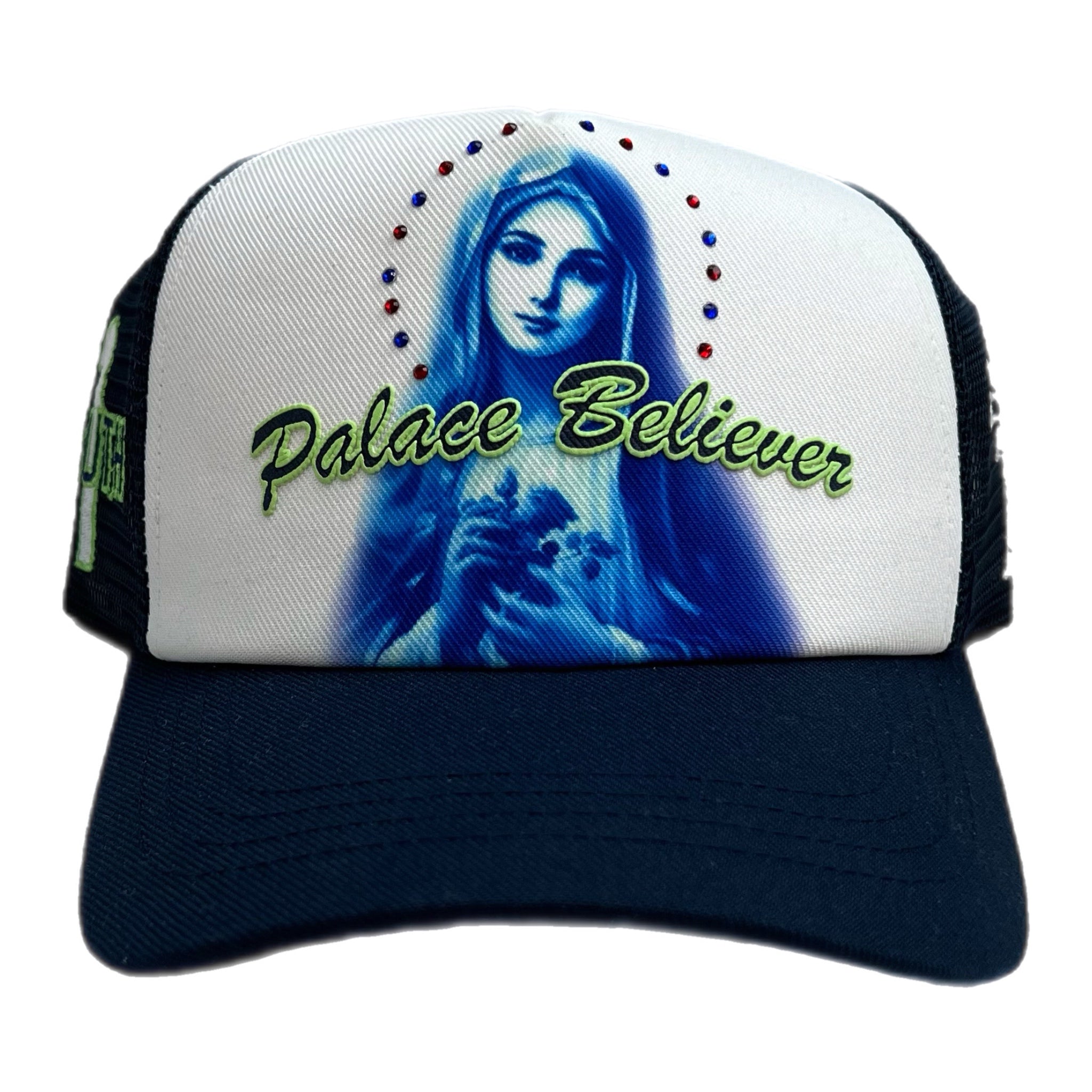 Palace Skateboards 1 Truth Trucker Hat White/Navy