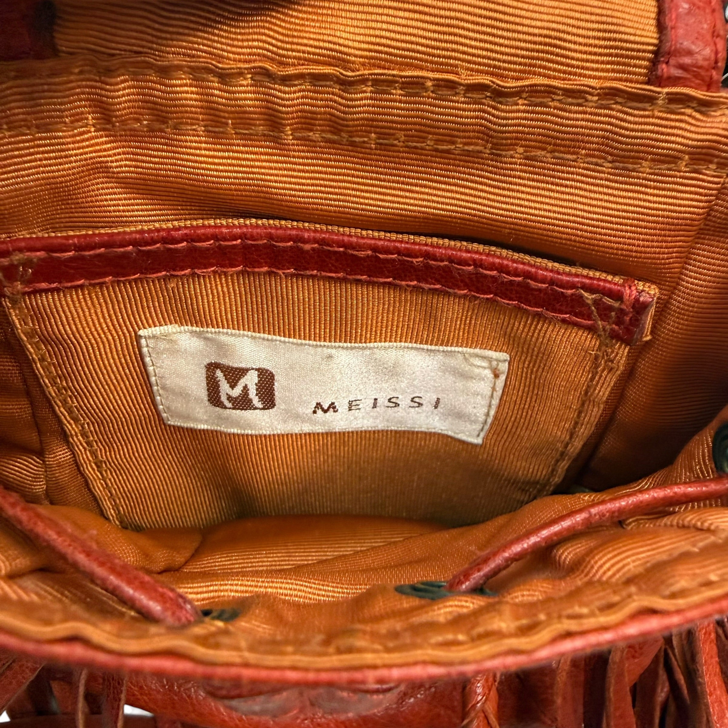 (W) Vintage Meissi Bohemian Style Cross Body Fringe Bag Orange