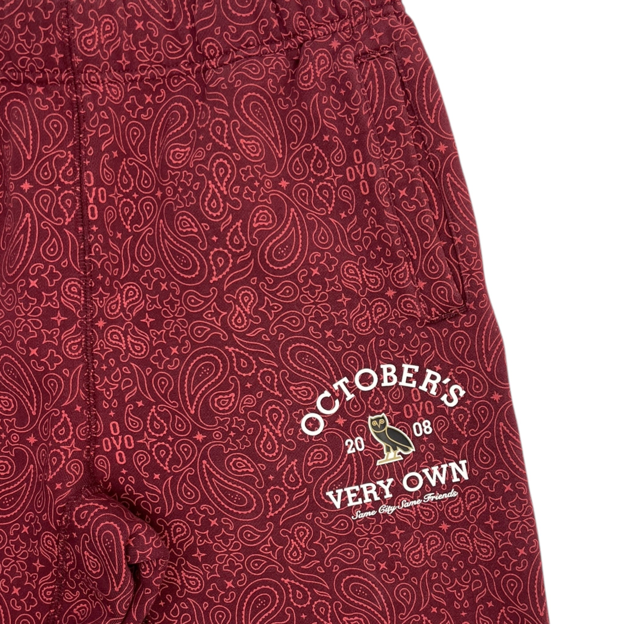 OVO Paisley Print Sweatpants Burgundy Red