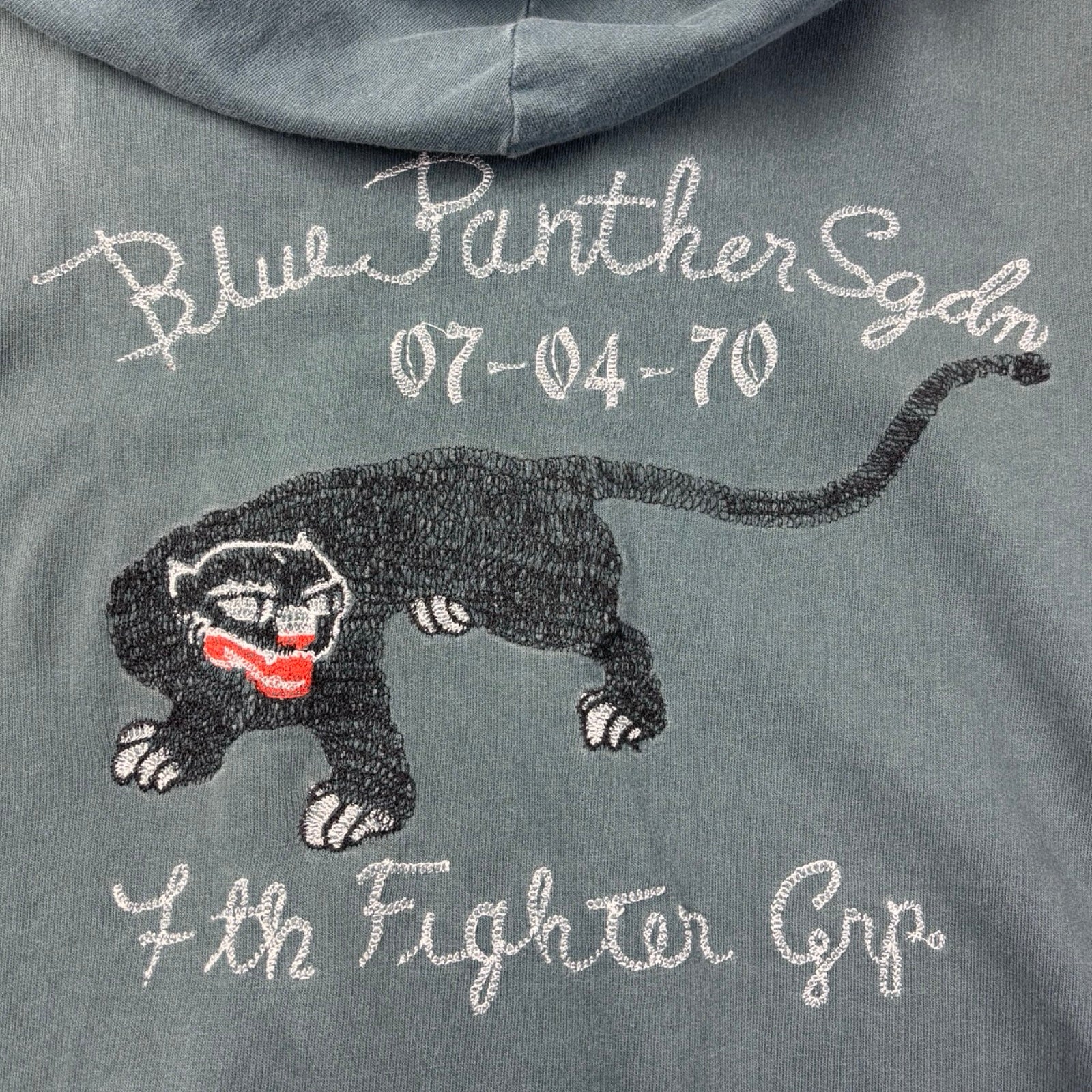 (W) Vintage Y2K Diesel Blue Panther Tour Souvenir Cropped Full-Zip Hoodie Teal