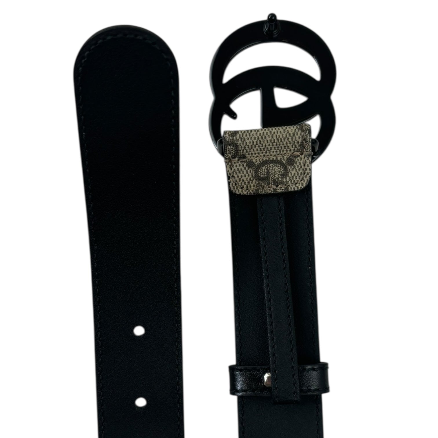 Gucci Marmont Supreme Thin Belt Beige/Ebony