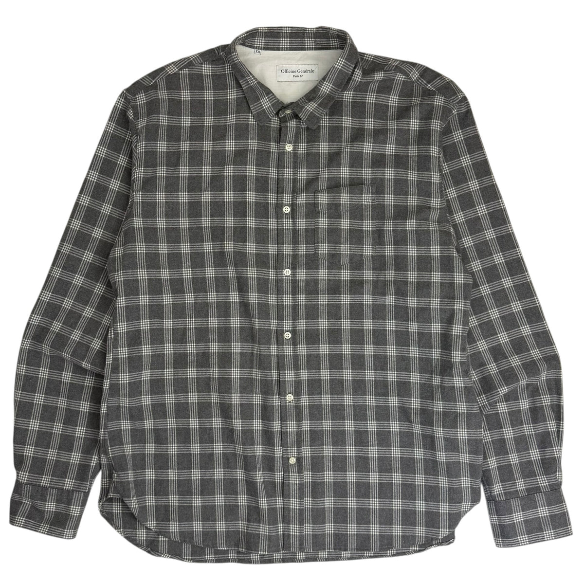 Officine Générale Lipp Brushed Cotton Shirt Grey