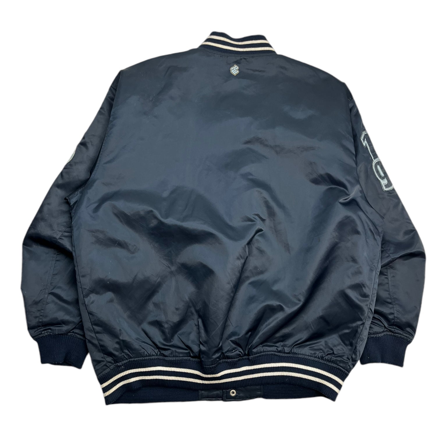 Vintage Y2K Rocawear Spellout Satin Jacket Navy