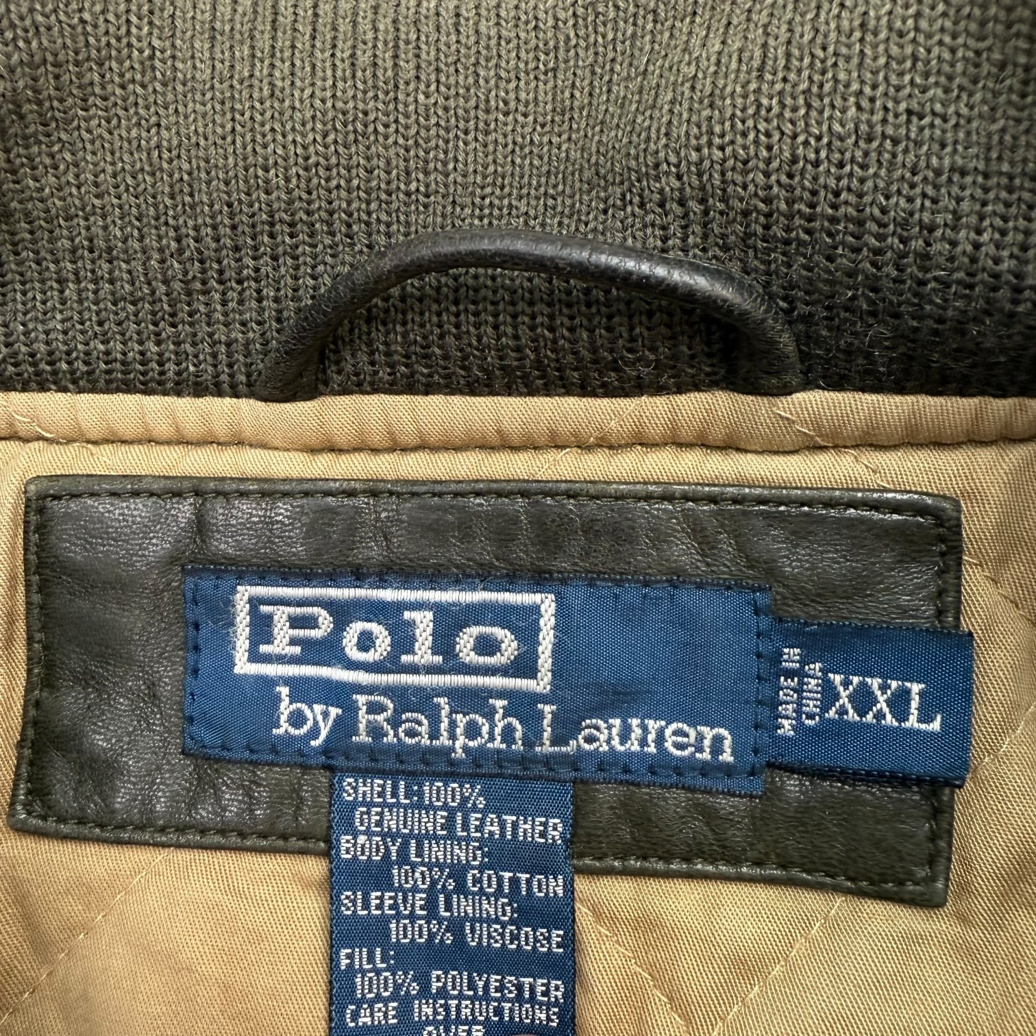 Vintage Ralph Lauren Polo Leather Bomber Jacket Green