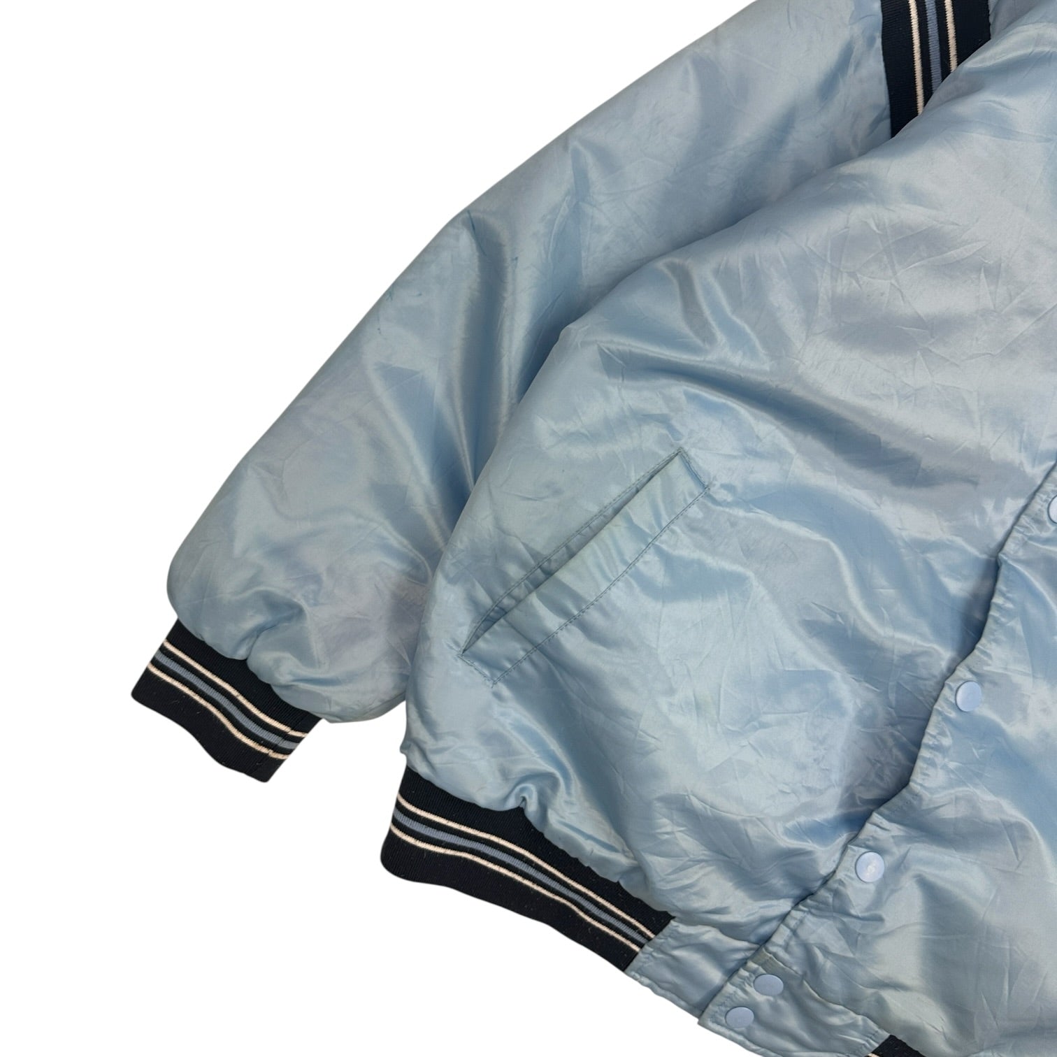 Vintage Starter UNC Tar Heels Satin Bomber Jacket Carolina Blue