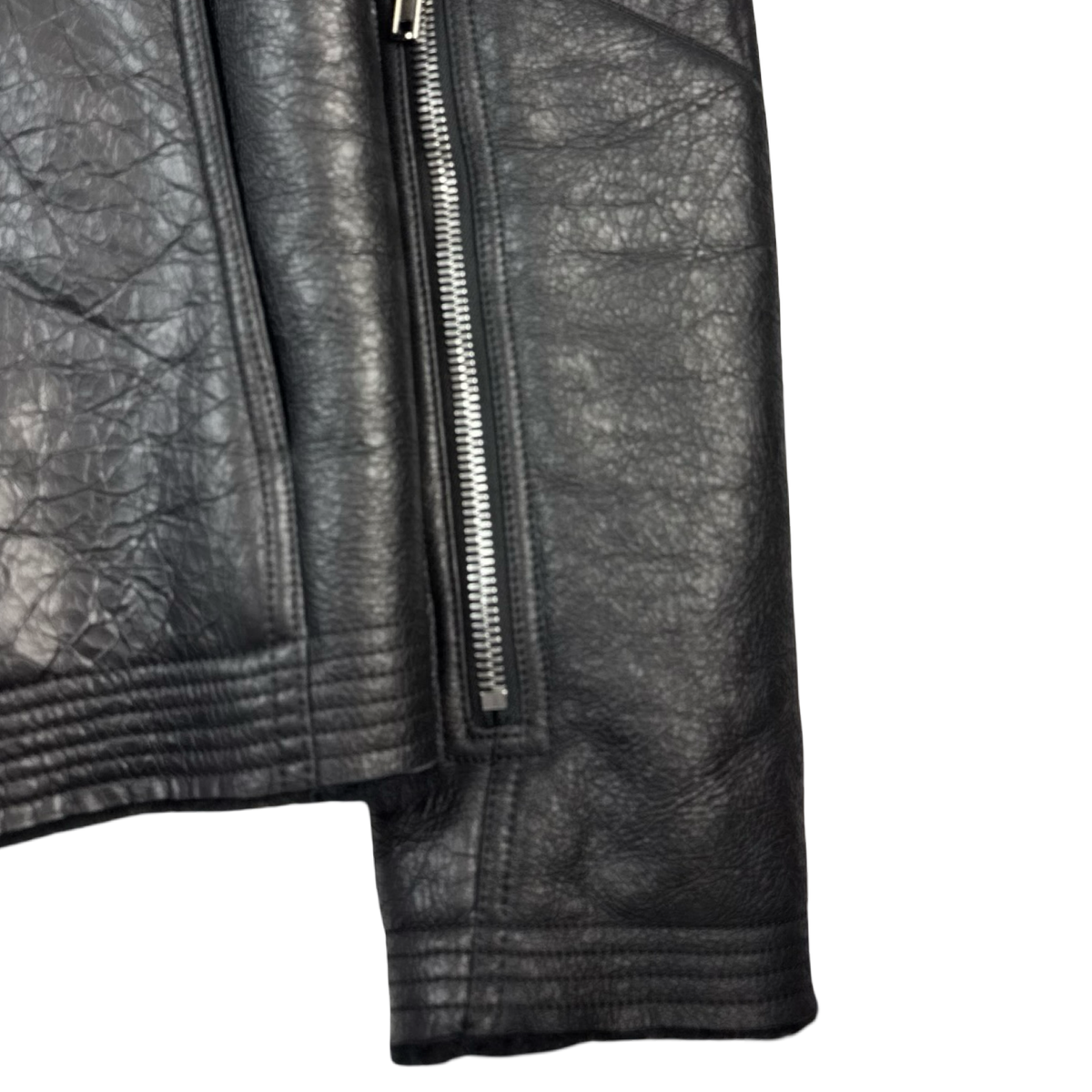 Rick Owens Bauhaus Crackled Genuine Shearling Leather Jacket