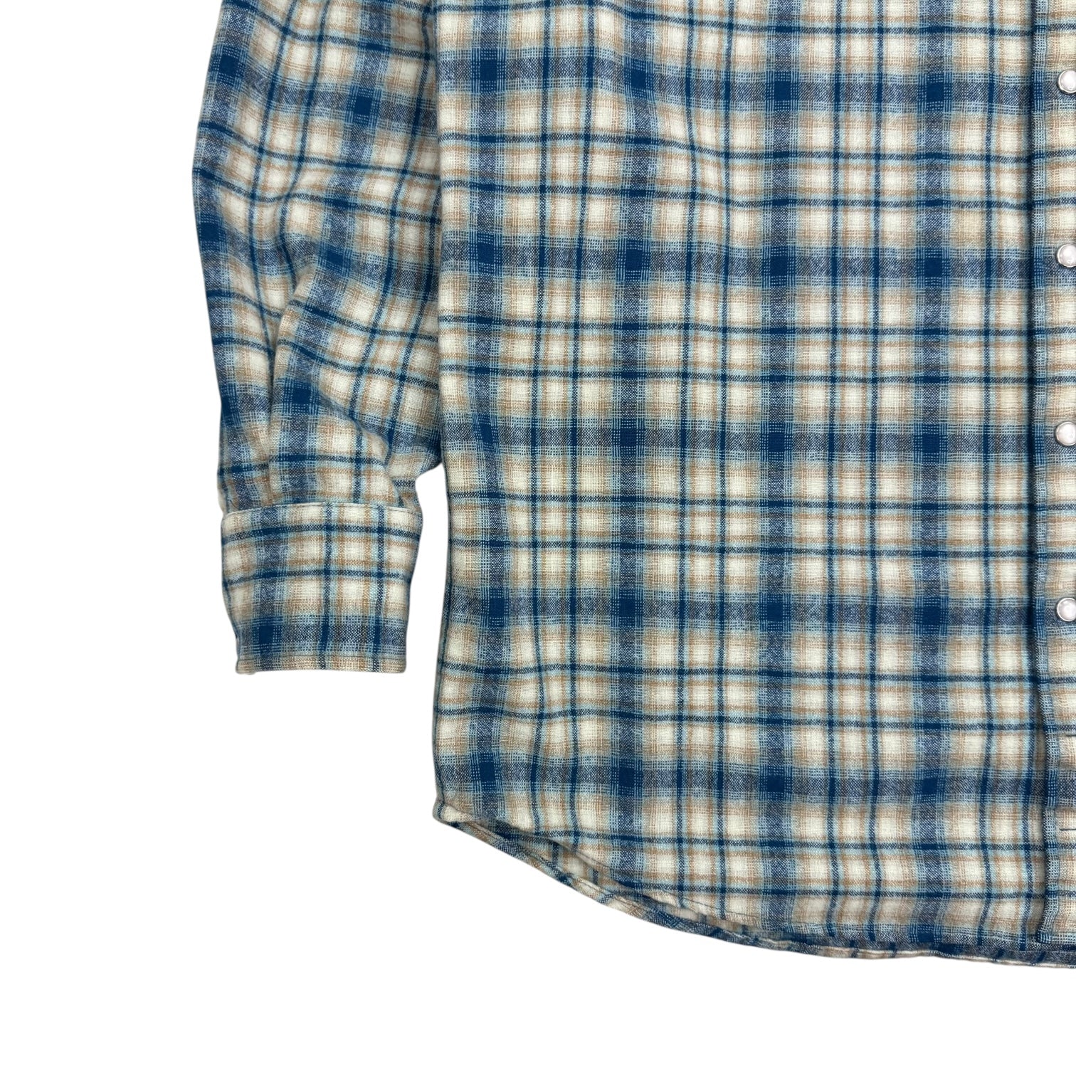 Vintage Pendleton Snap Button Plaid Shirt Blue/Cream