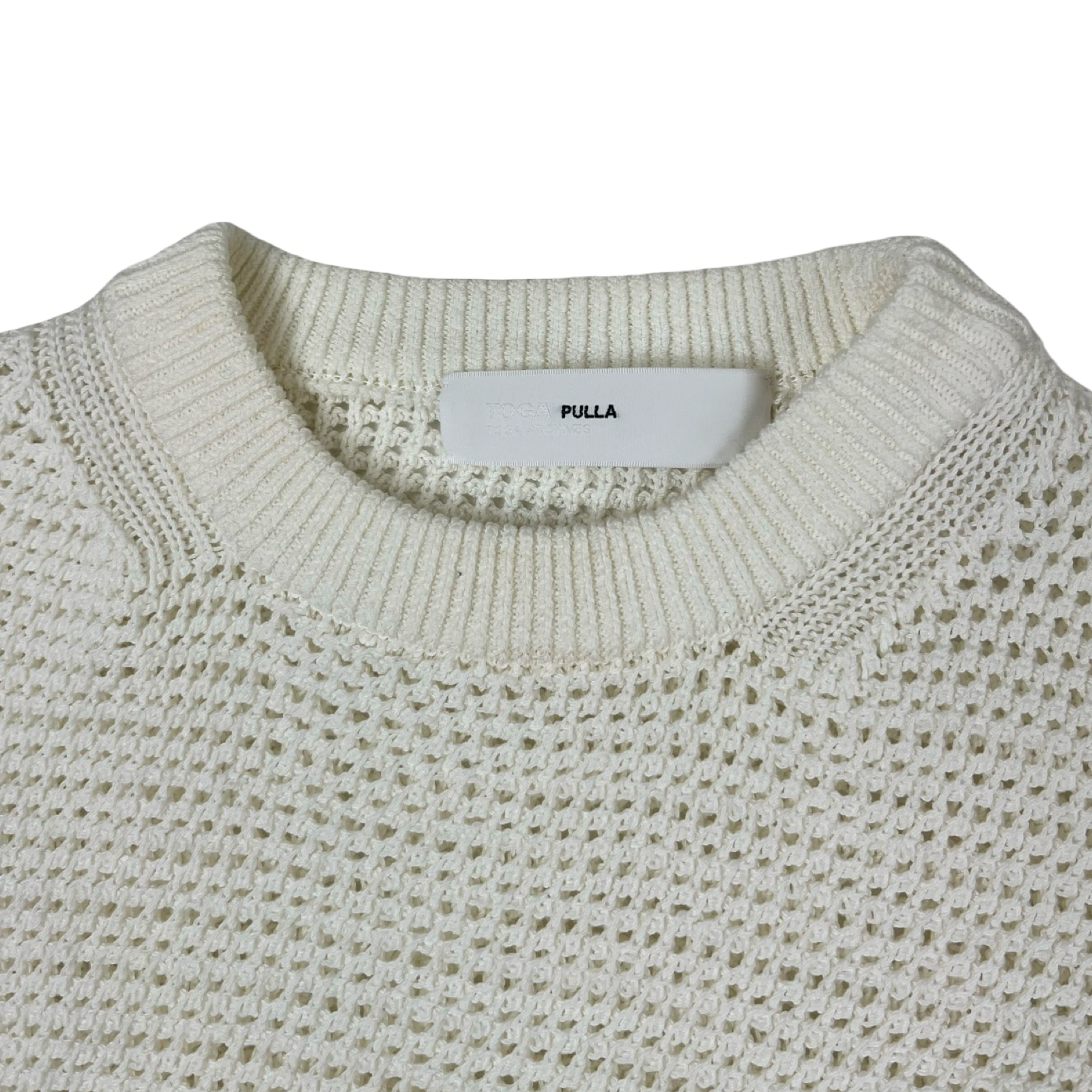 (W) Toga Pulla Open-Knit Paneled Crewneck Sweater