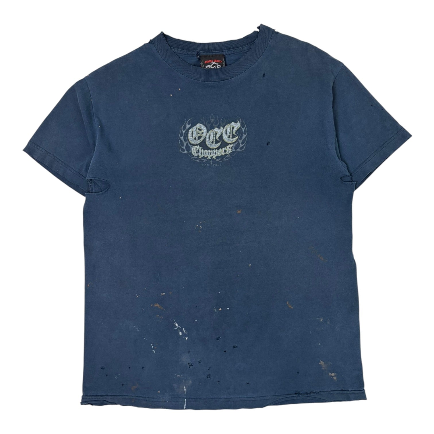 Vintage Orange Country Chopper Motorcycle T-Shirt Navy