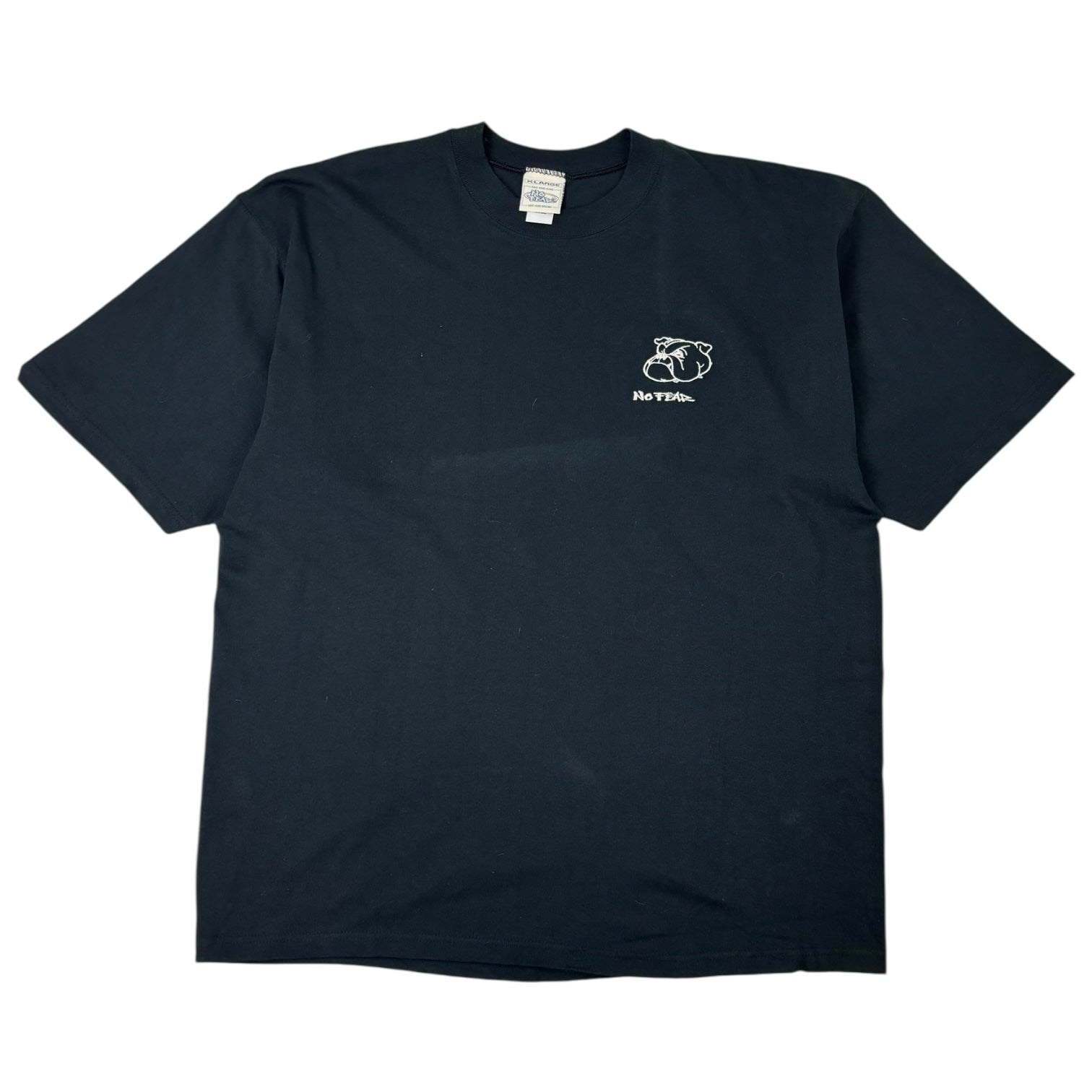 Vintage No Fear Embroidered Bulldog T-Shirt Black