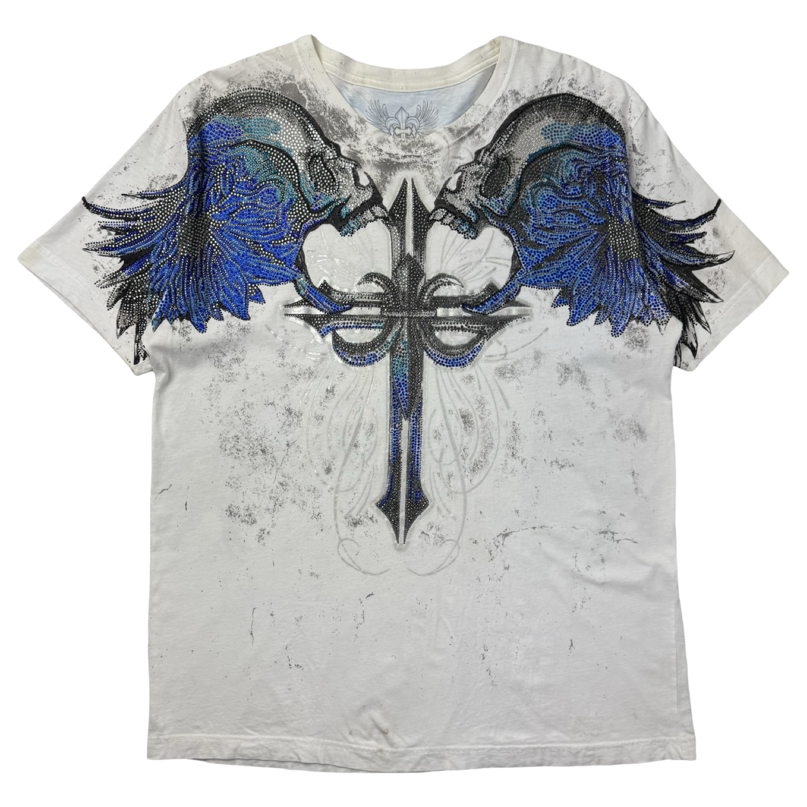 Vintage Y2K Xzavier Screaming Skulls Rhinestone Cyber T-Shirt