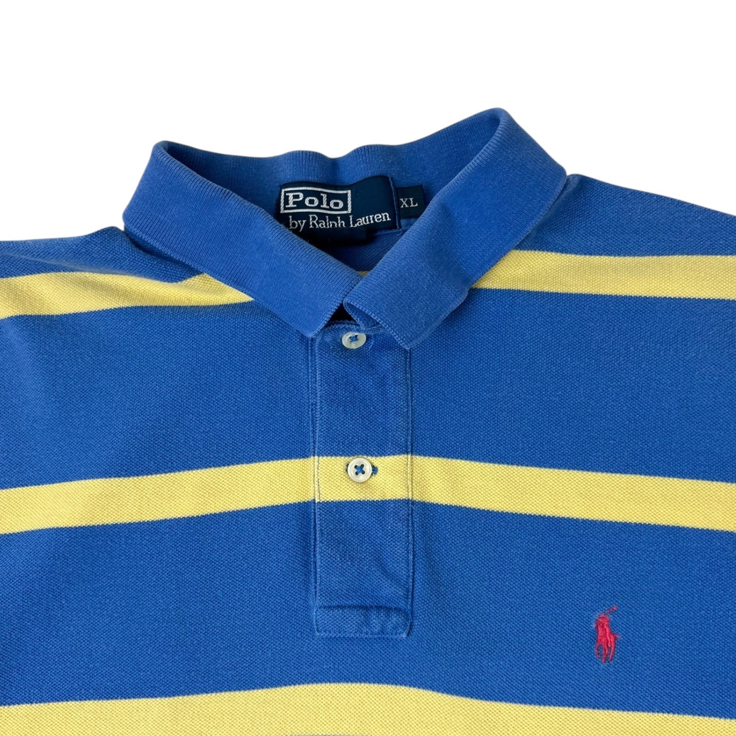 Vintage Polo Ralph Lauren Striped Polo T-Shirt Blue