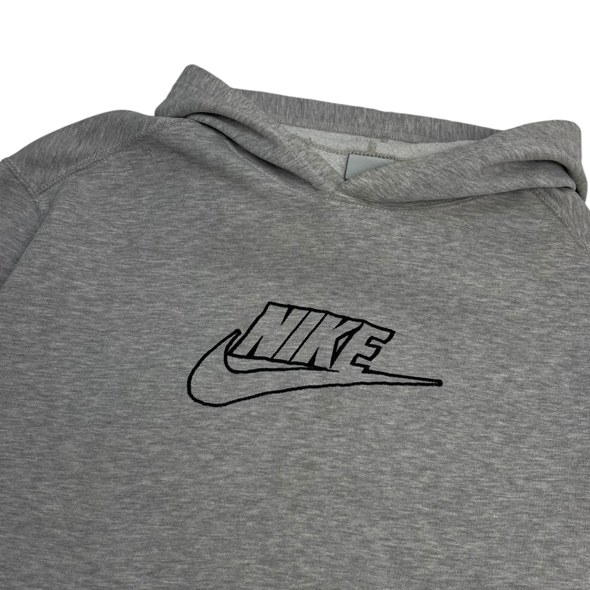 Vintage Nike Center Logo Hooded Sweatshirt Grey