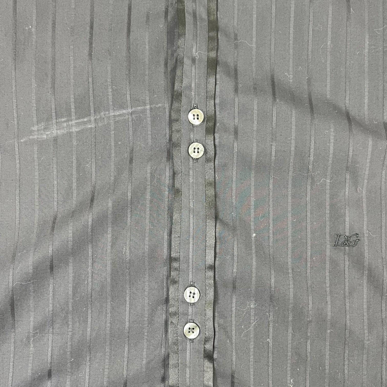 Dolce & Gabana Striped Slim Fit Navy Button Up