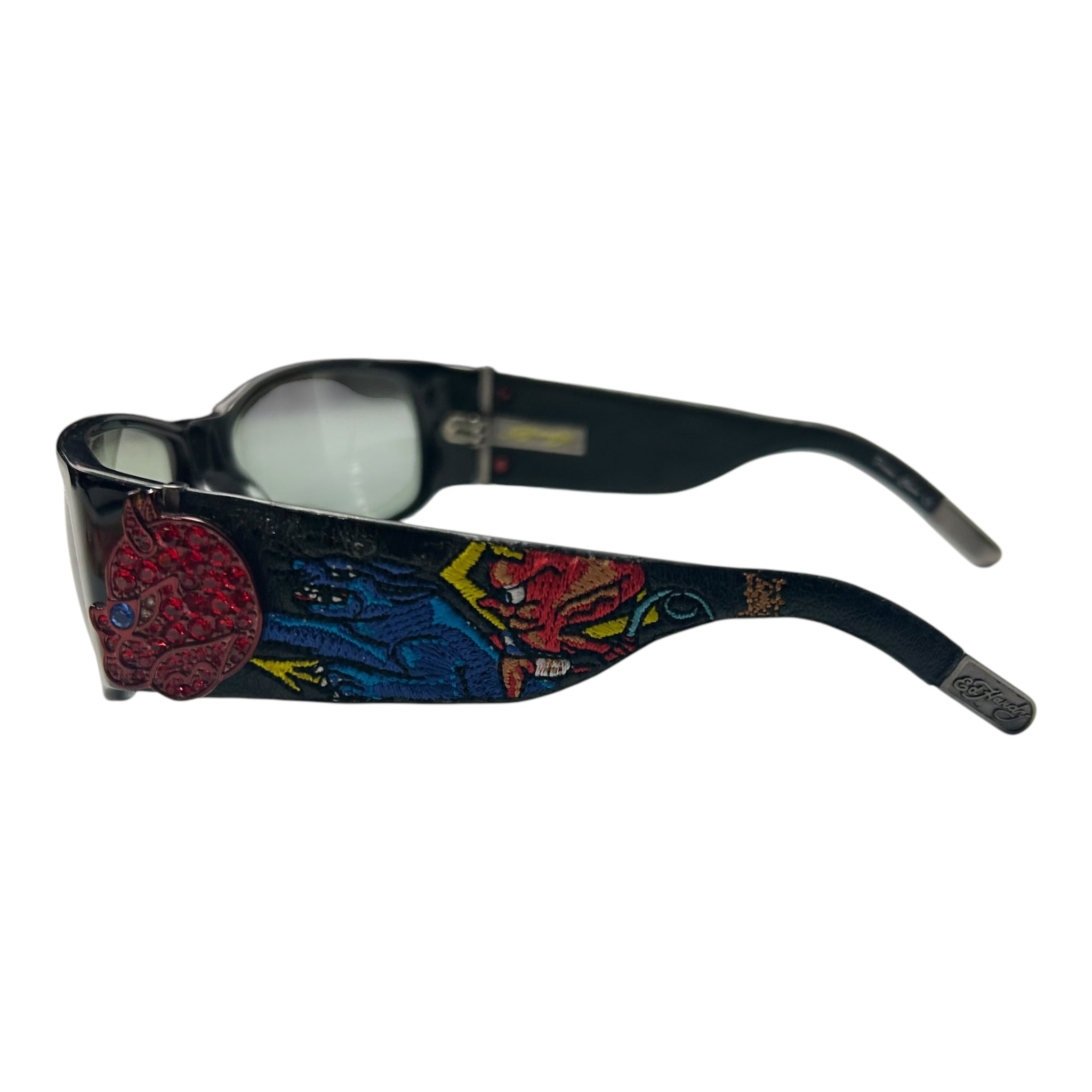 Vintage Y2K Ed Hardy Rhinestone Devil Sunglasses