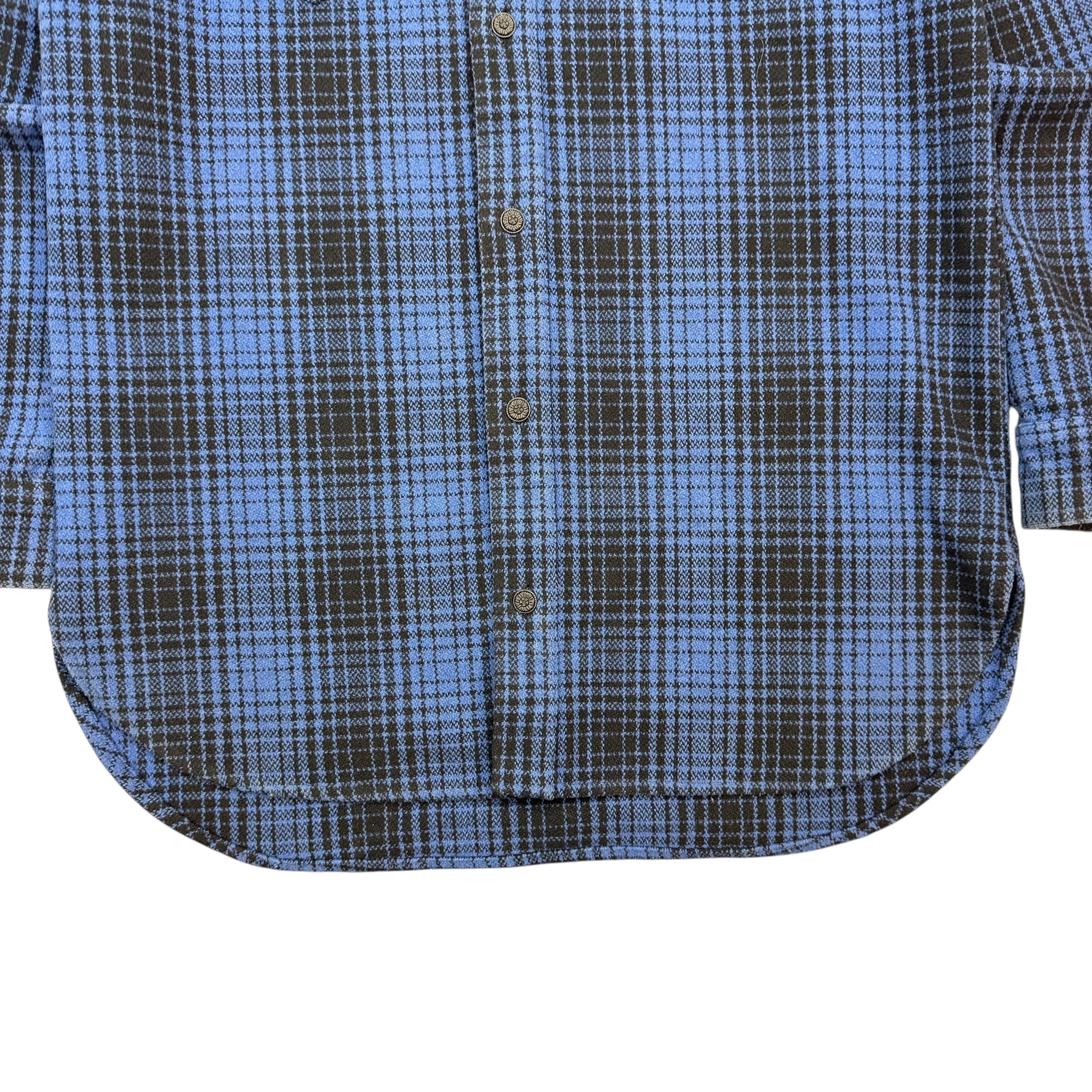 Off-White Tartan Wool Flannel Button Up Blue/Black