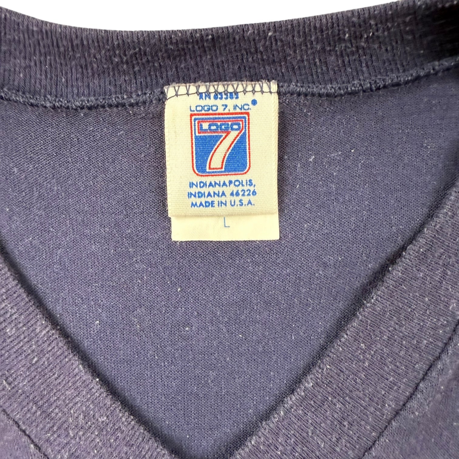 Vintage Logo 7 New York Giants Jersey Tee Dark Blue