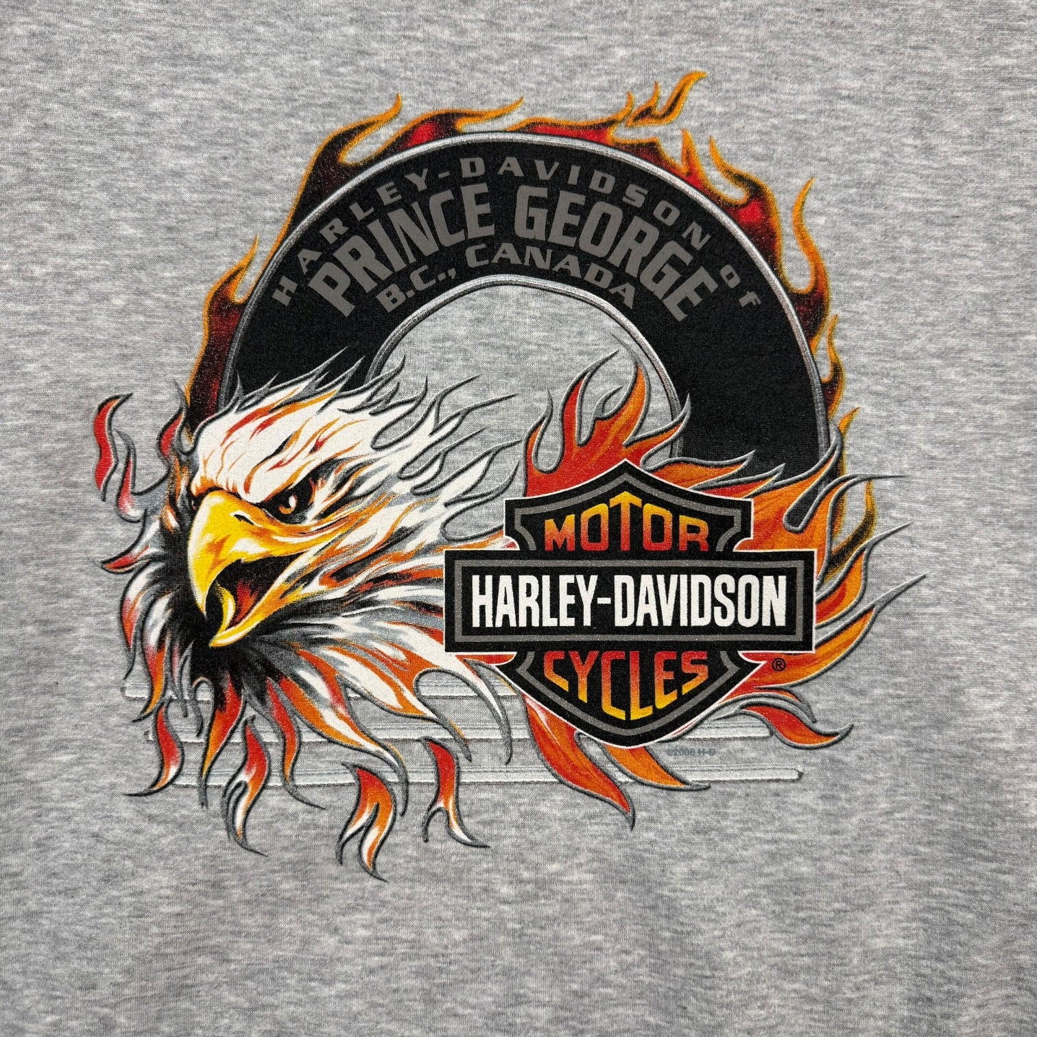 Vintage Harley Davidson Of Prince George Flame Hoodie Grey