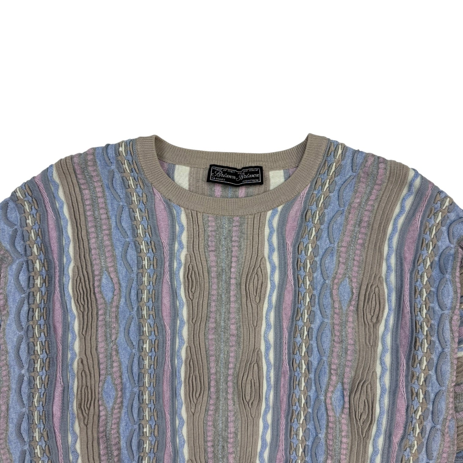Vintage Brisson Brisson Cable Knit Sweater Blue/Brown/Pink