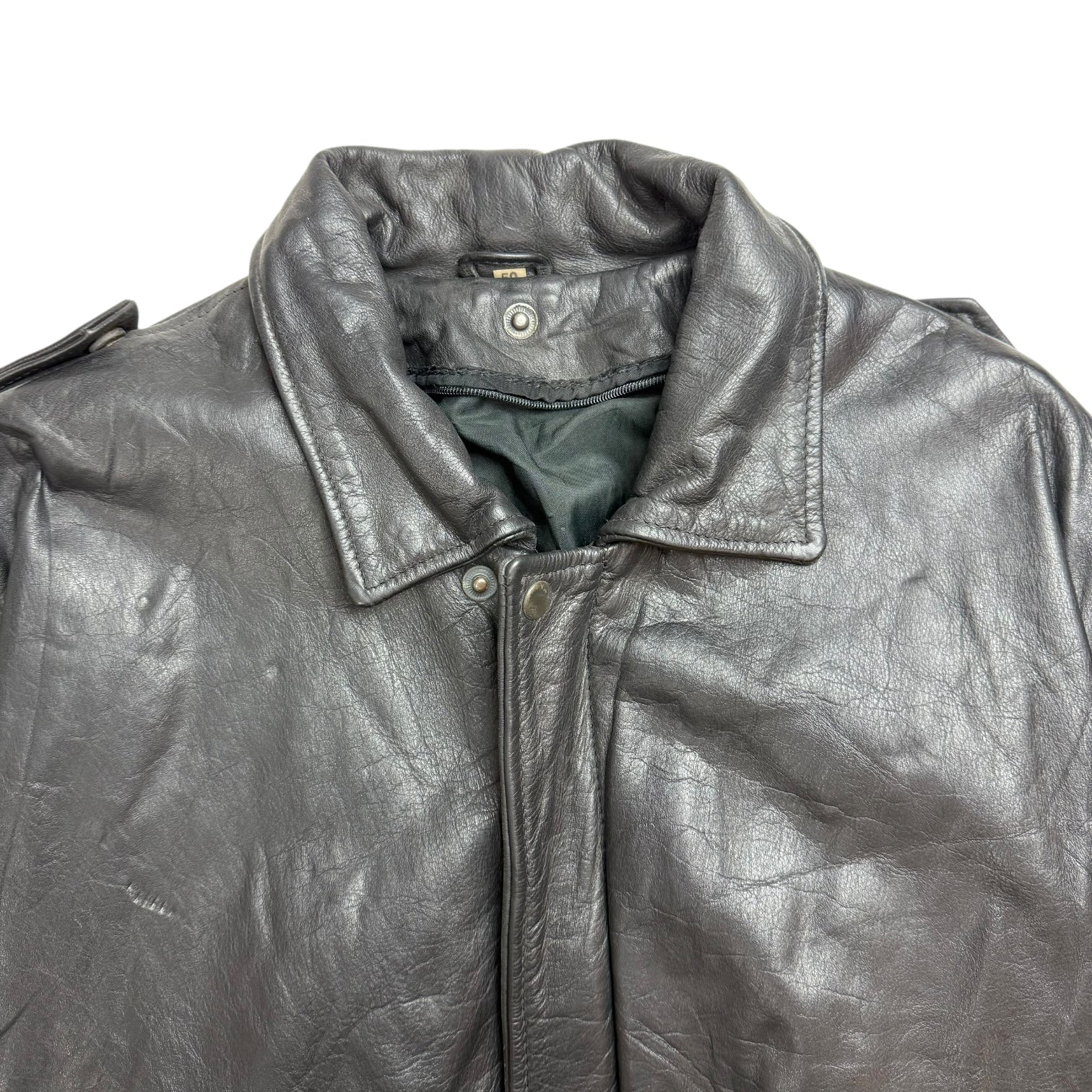 Vintage Leather Bomber Jacket Black