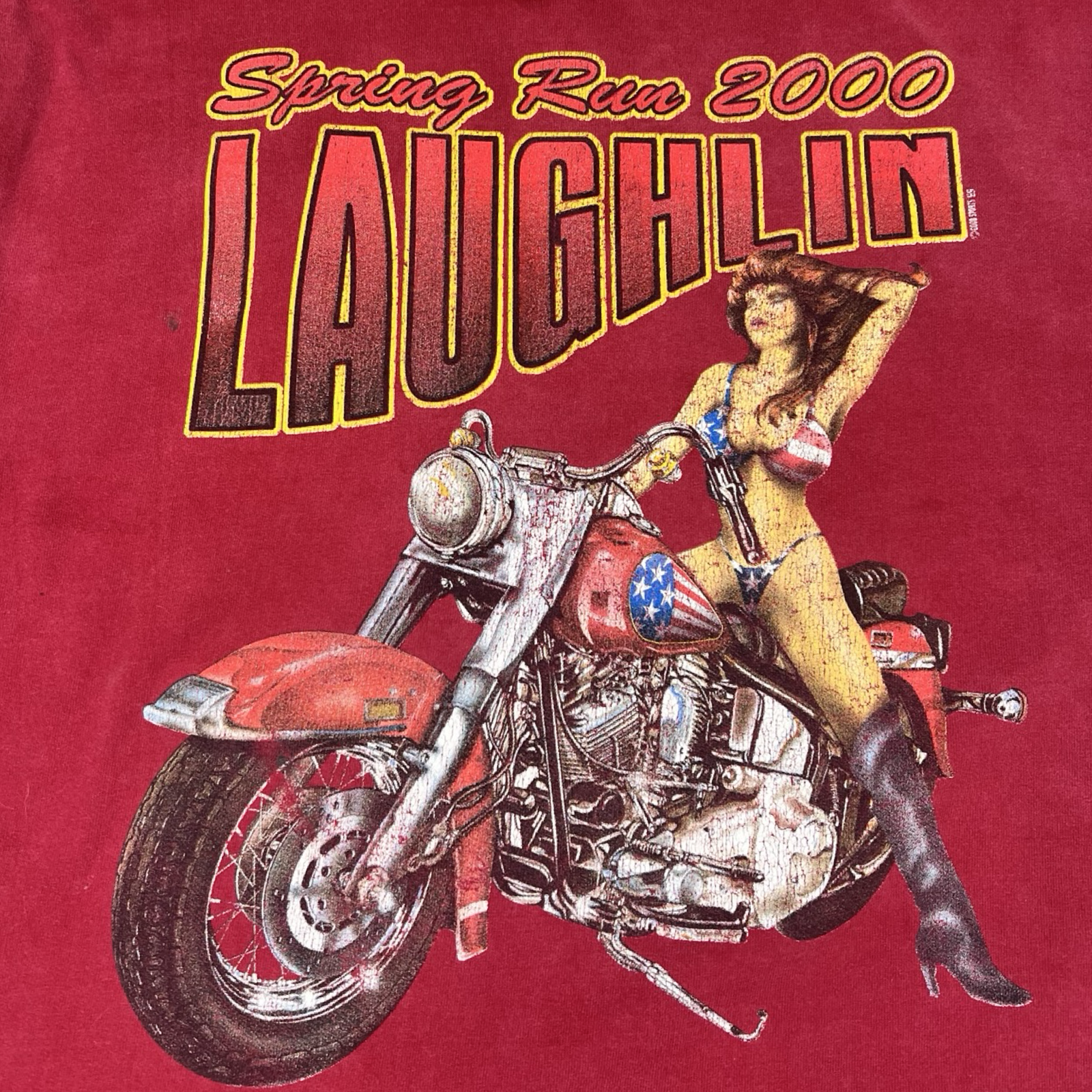 Vintage Laughlin Spring Run 2000 Motorcycle Rally T-Shirt