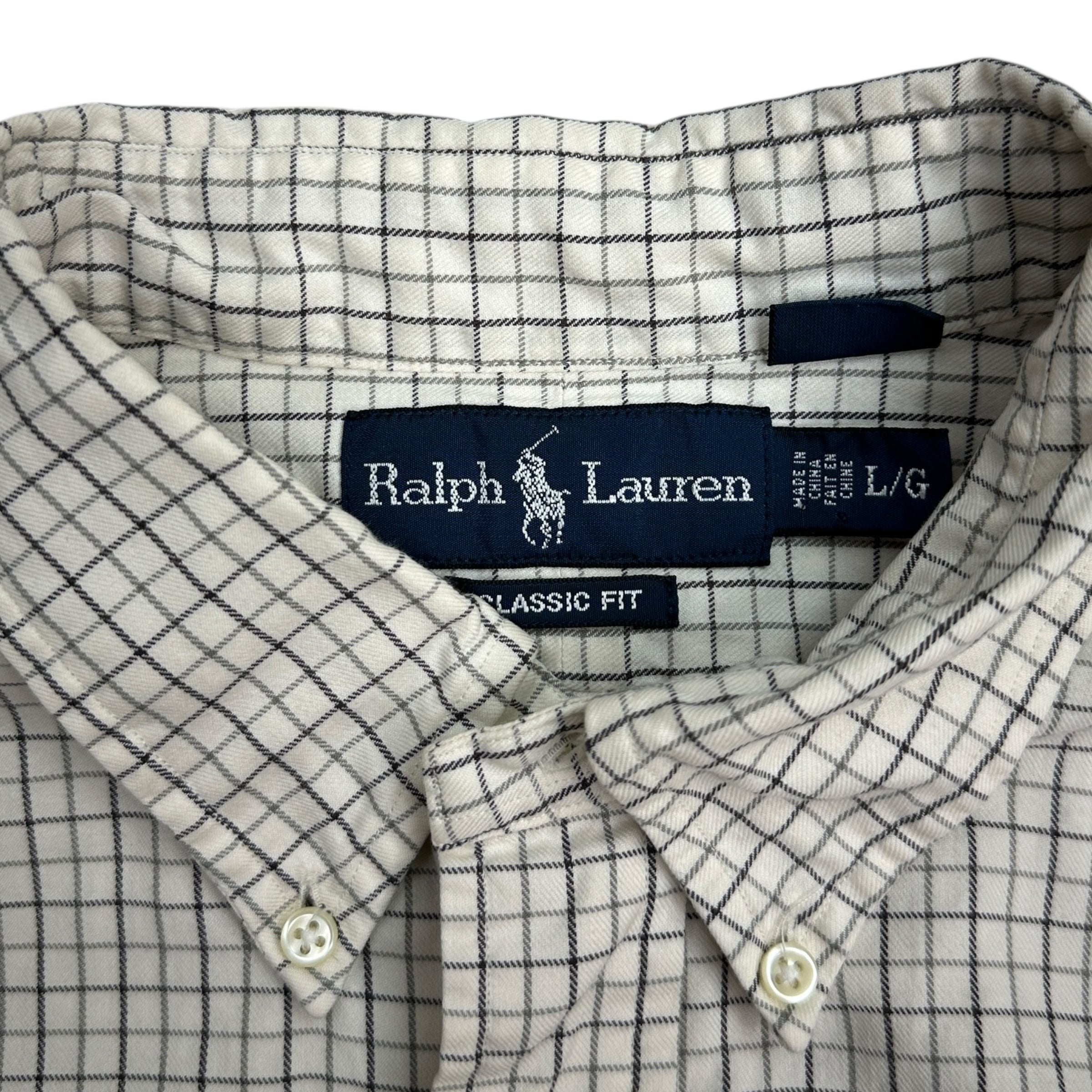 Vintage Ralph Lauren Patterned Button Up White/Grey